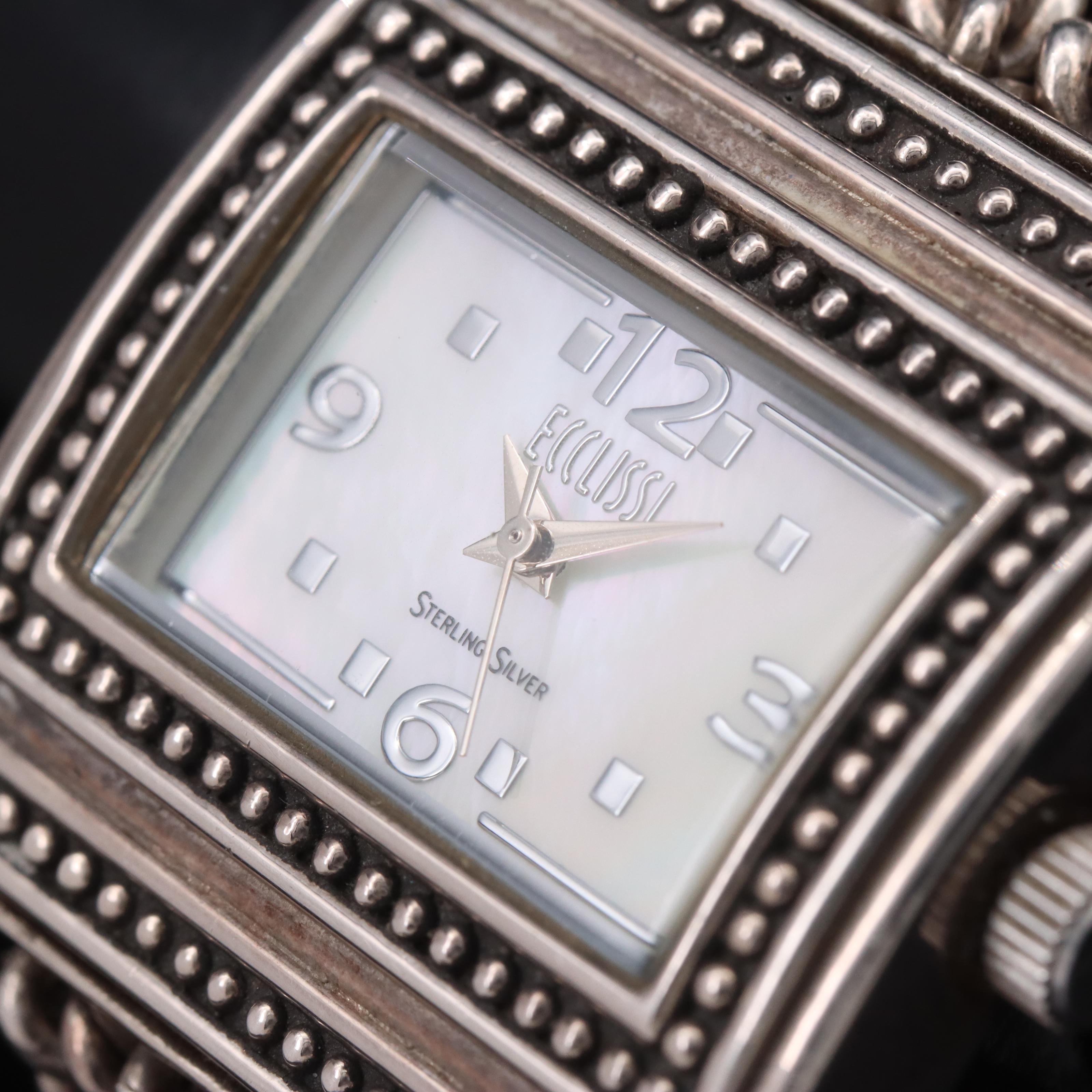 Sterling and Stainless Steel Ecclissi Mother-of-Pearl Dial Watch