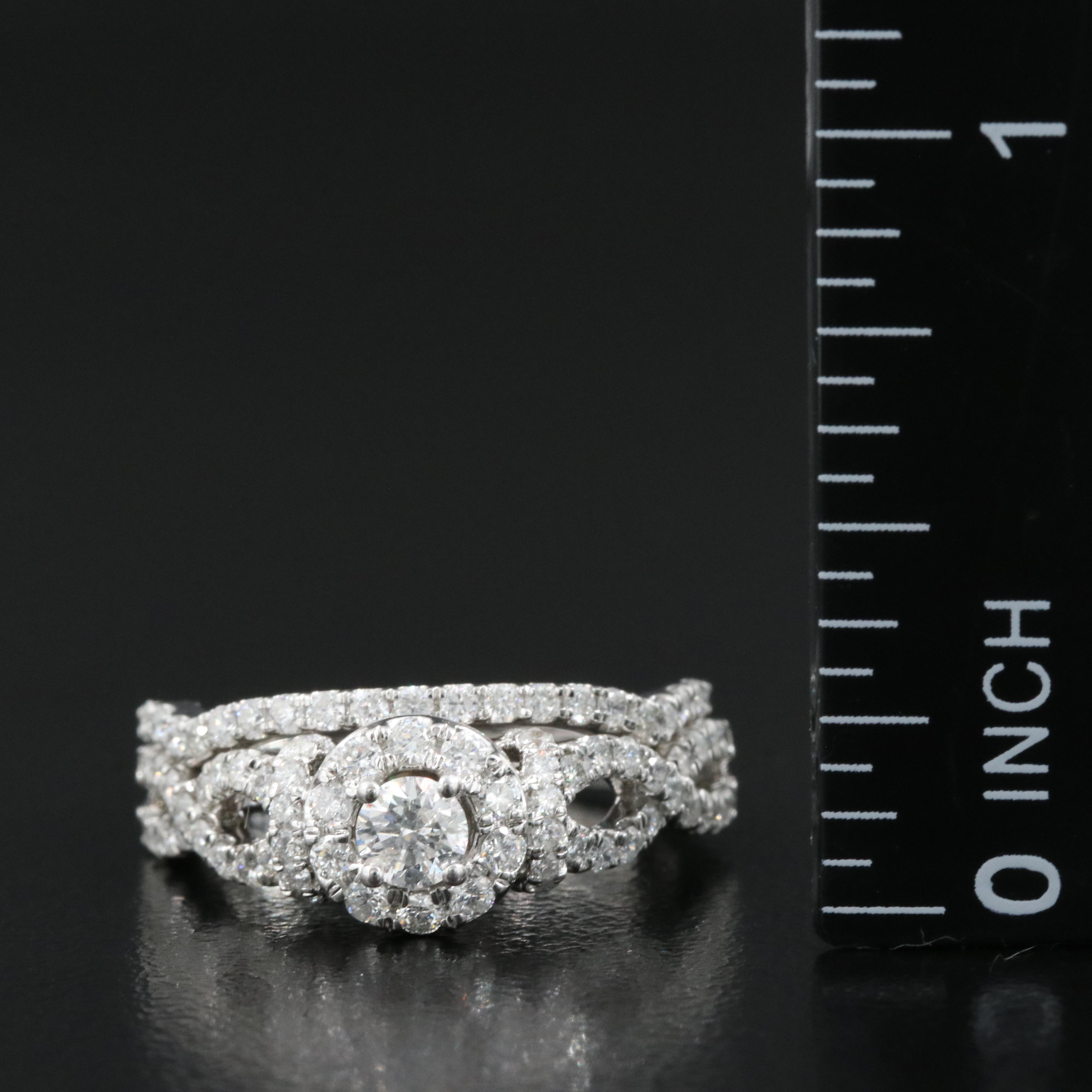 14K 0.75 CTW Diamond Ring and Band Set with Infinity Detail