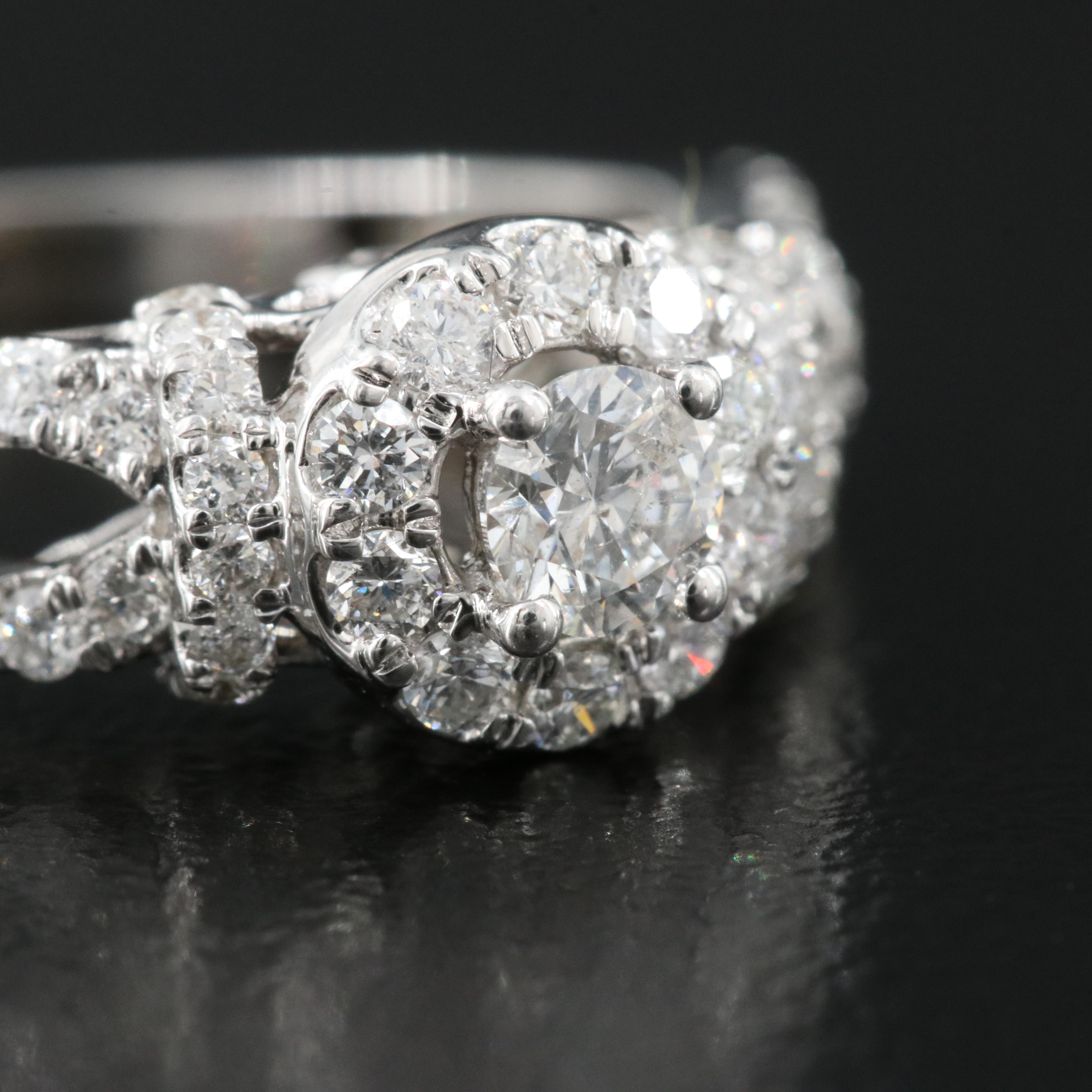 14K 0.75 CTW Diamond Ring and Band Set with Infinity Detail