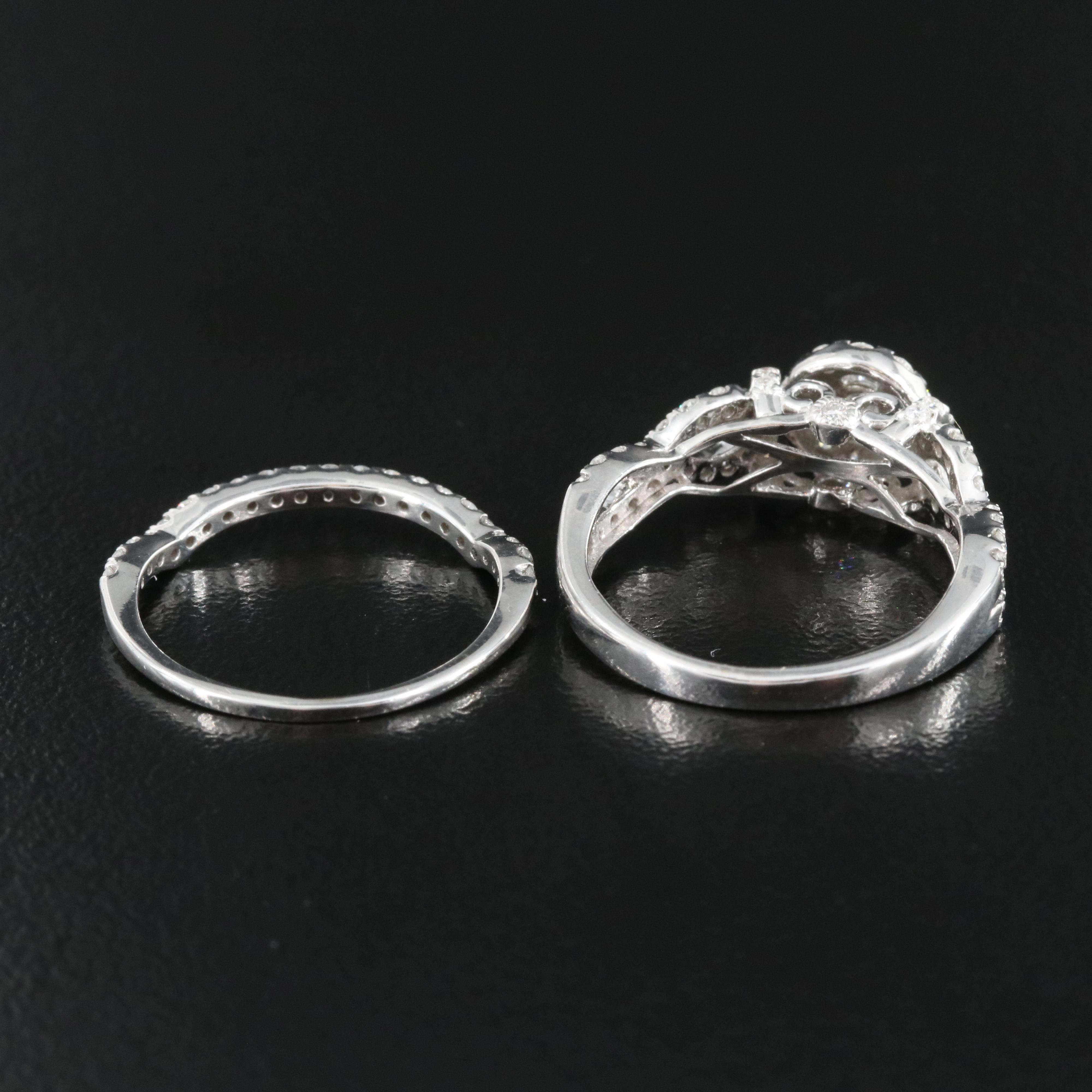 14K 0.75 CTW Diamond Ring and Band Set with Infinity Detail