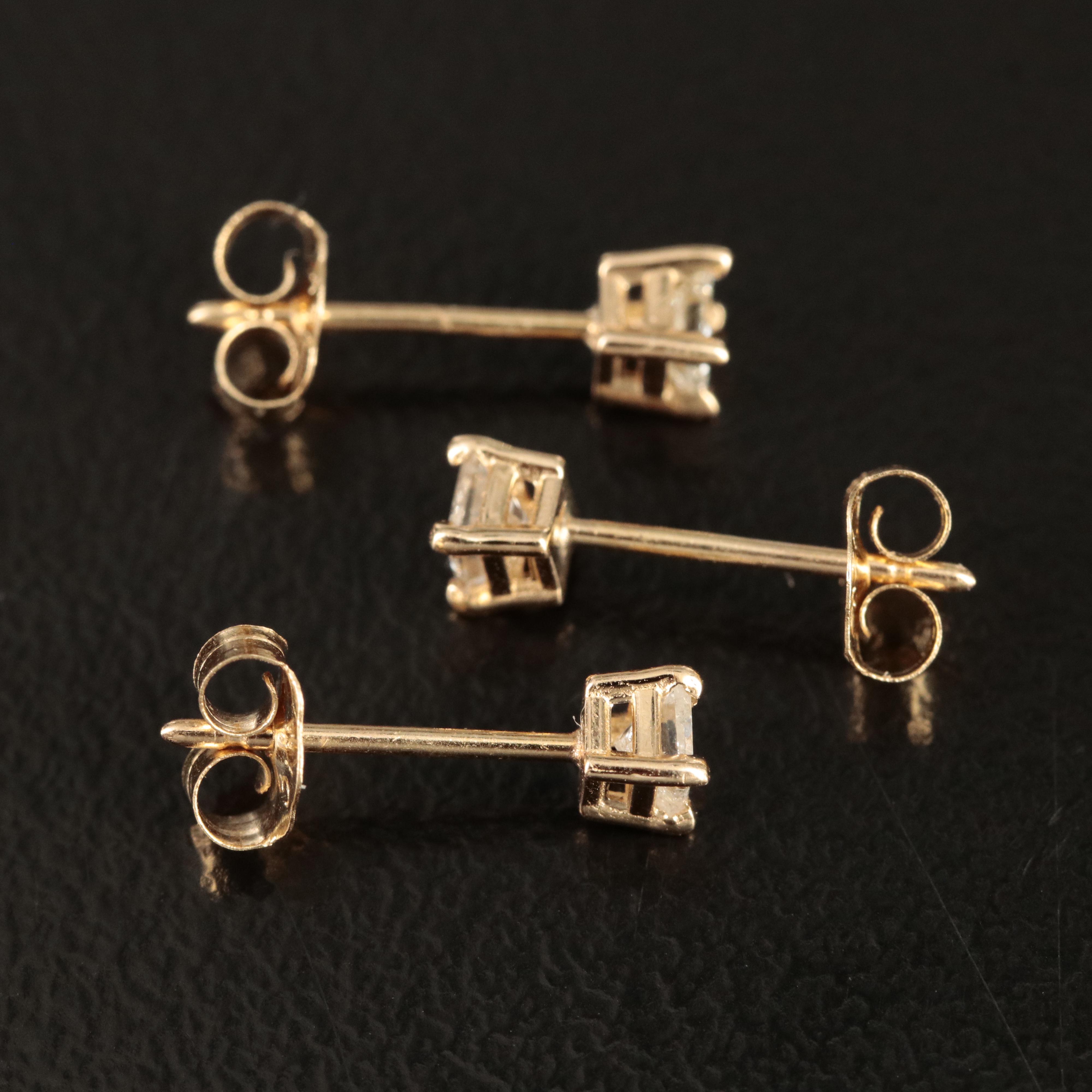 14K 0.30 CTW Diamond Three Single Stud Earrings