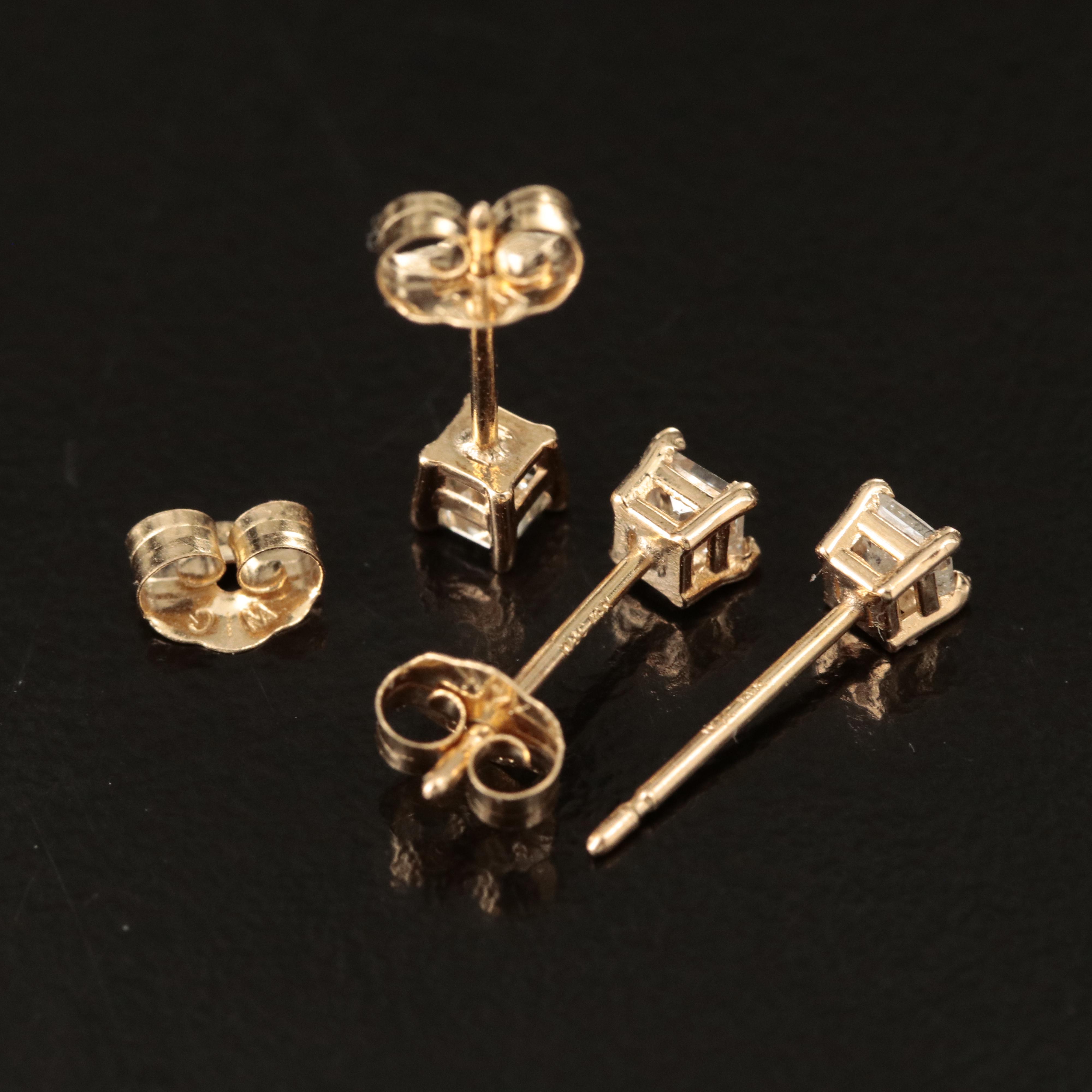 14K 0.30 CTW Diamond Three Single Stud Earrings