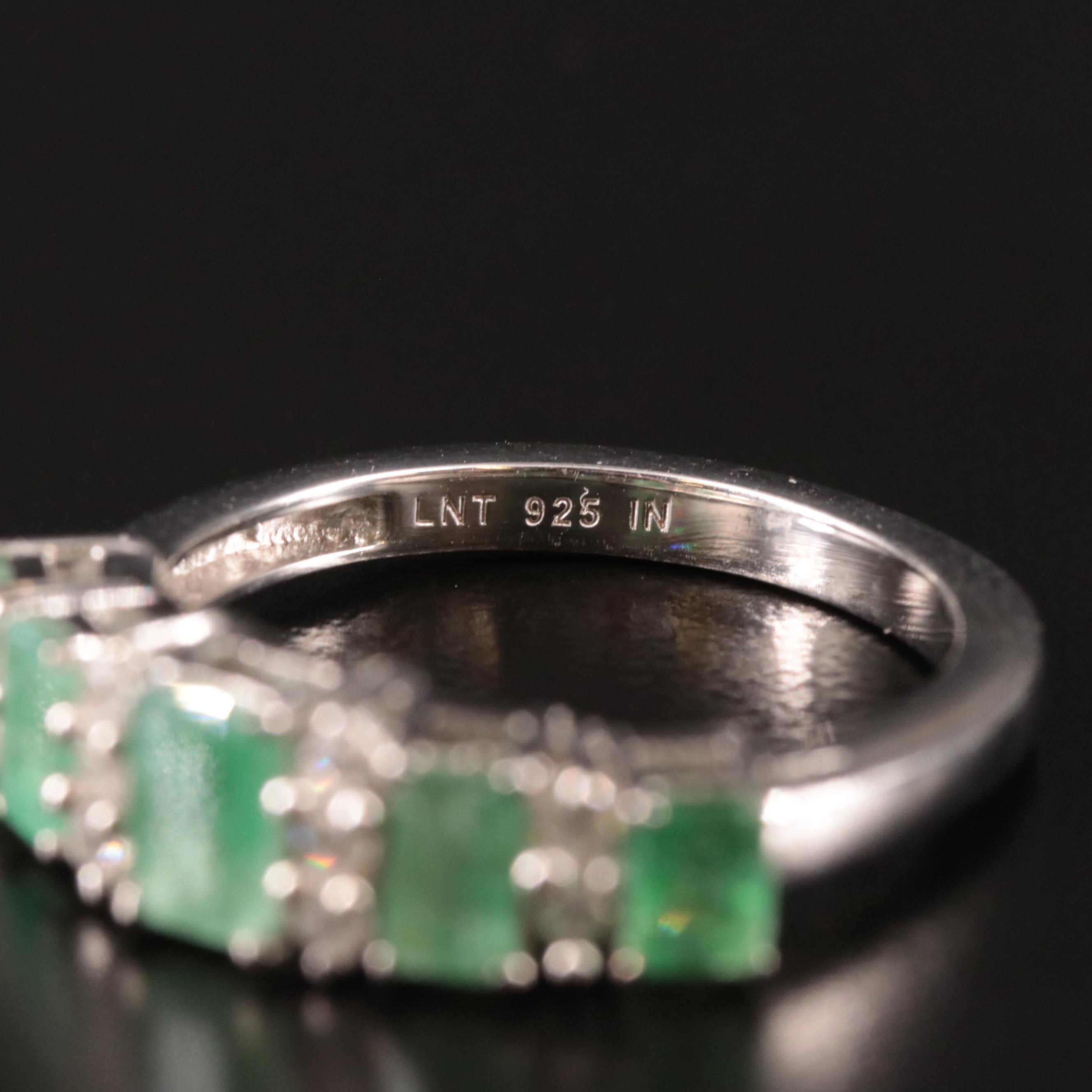 Sterling Emerald and White Topaz Ring