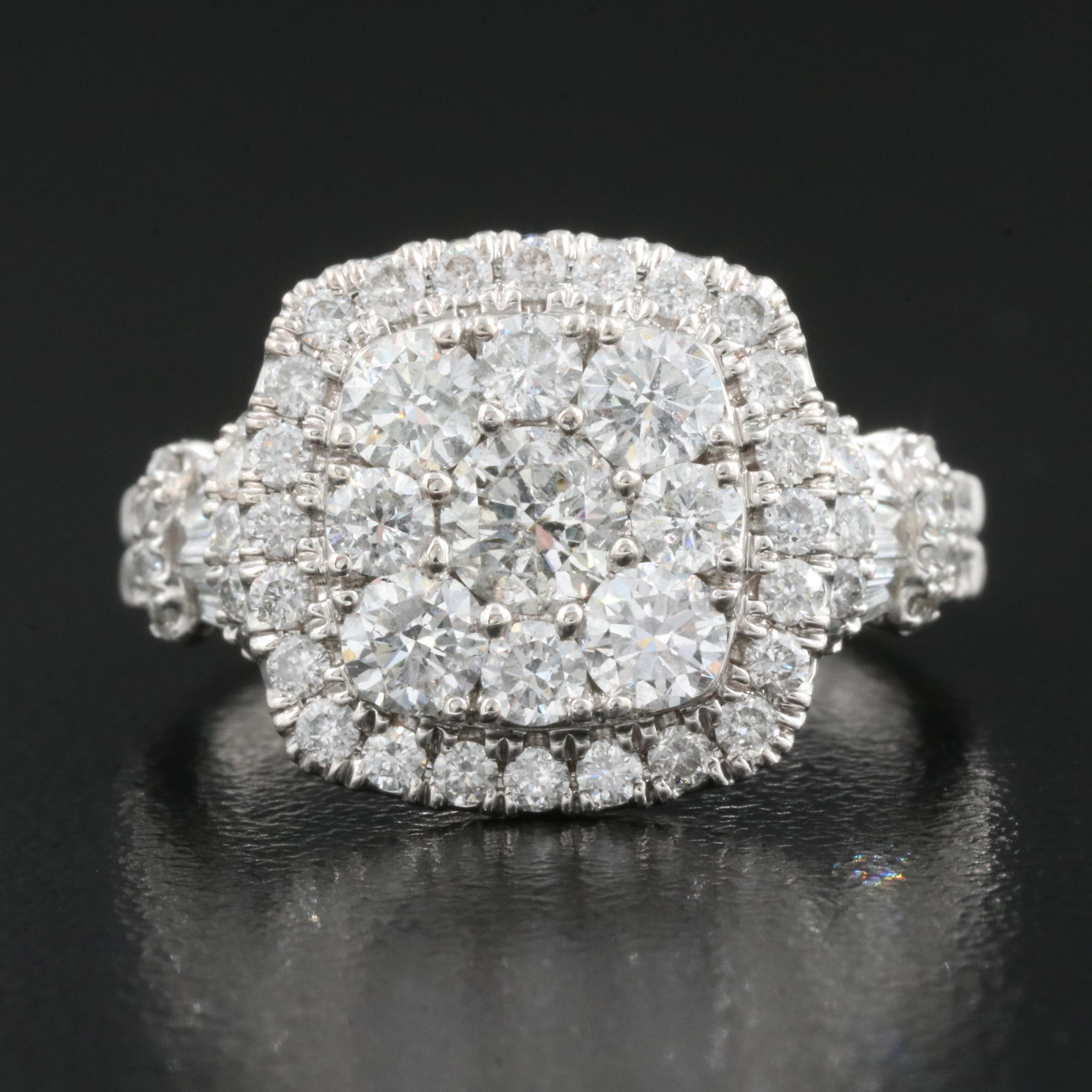 14K 0.95 CTW Diamond Cluster Ring