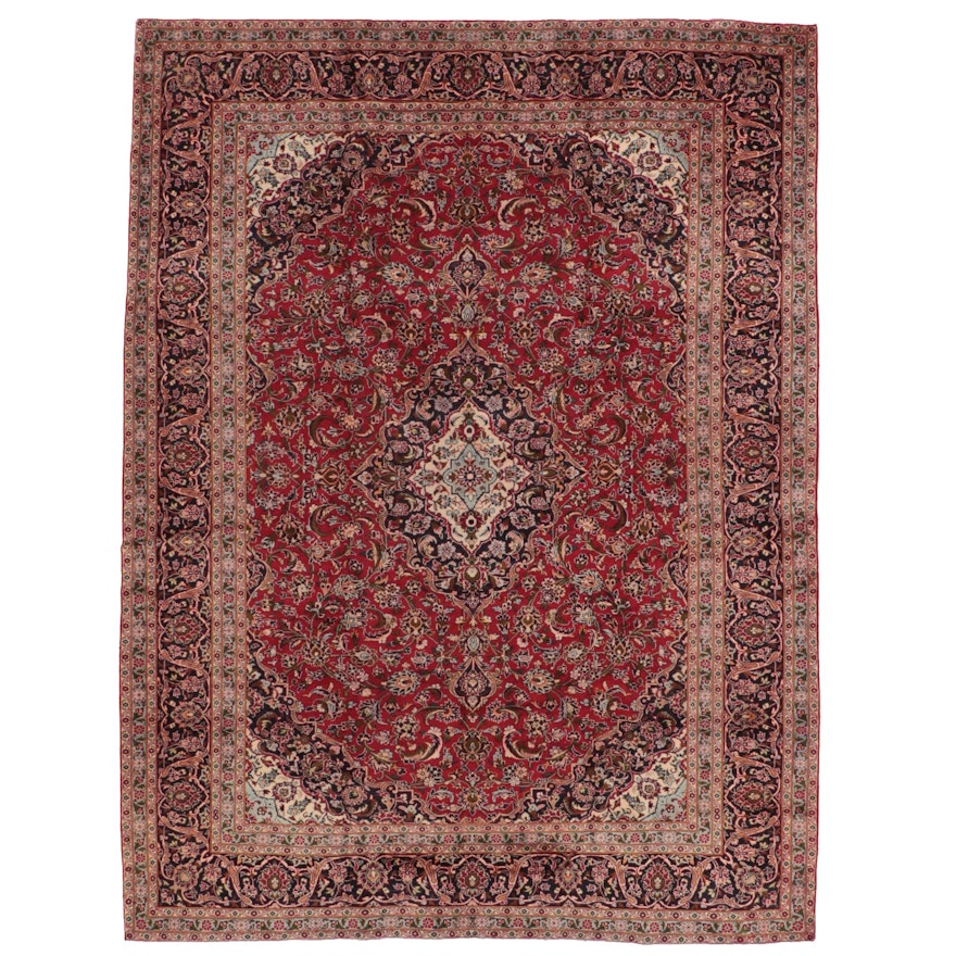 9'9 x 12'11 Hand-Knotted Persian Kashan Area Rug