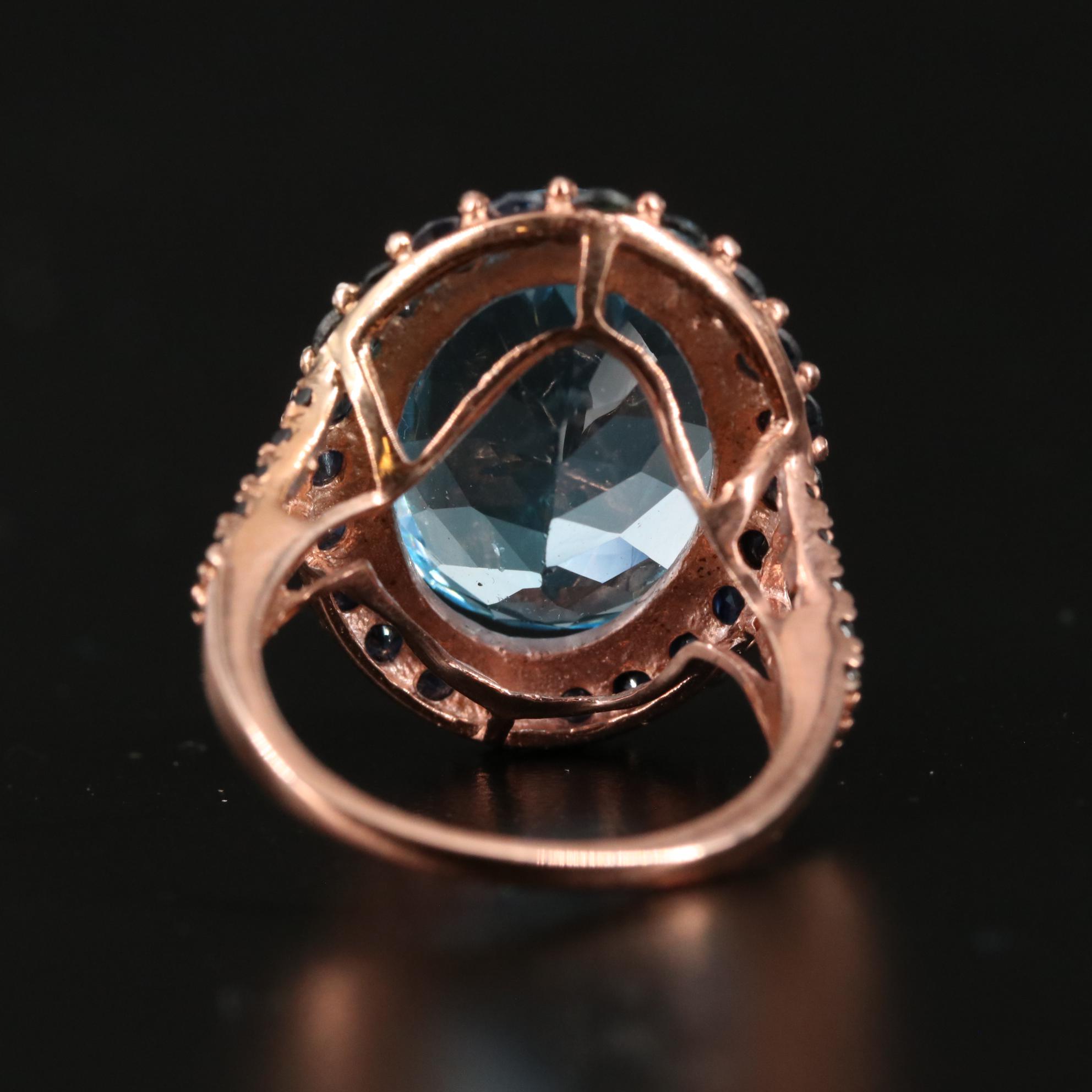 Sterling Blue Topaz and Sapphire Cocktail Ring