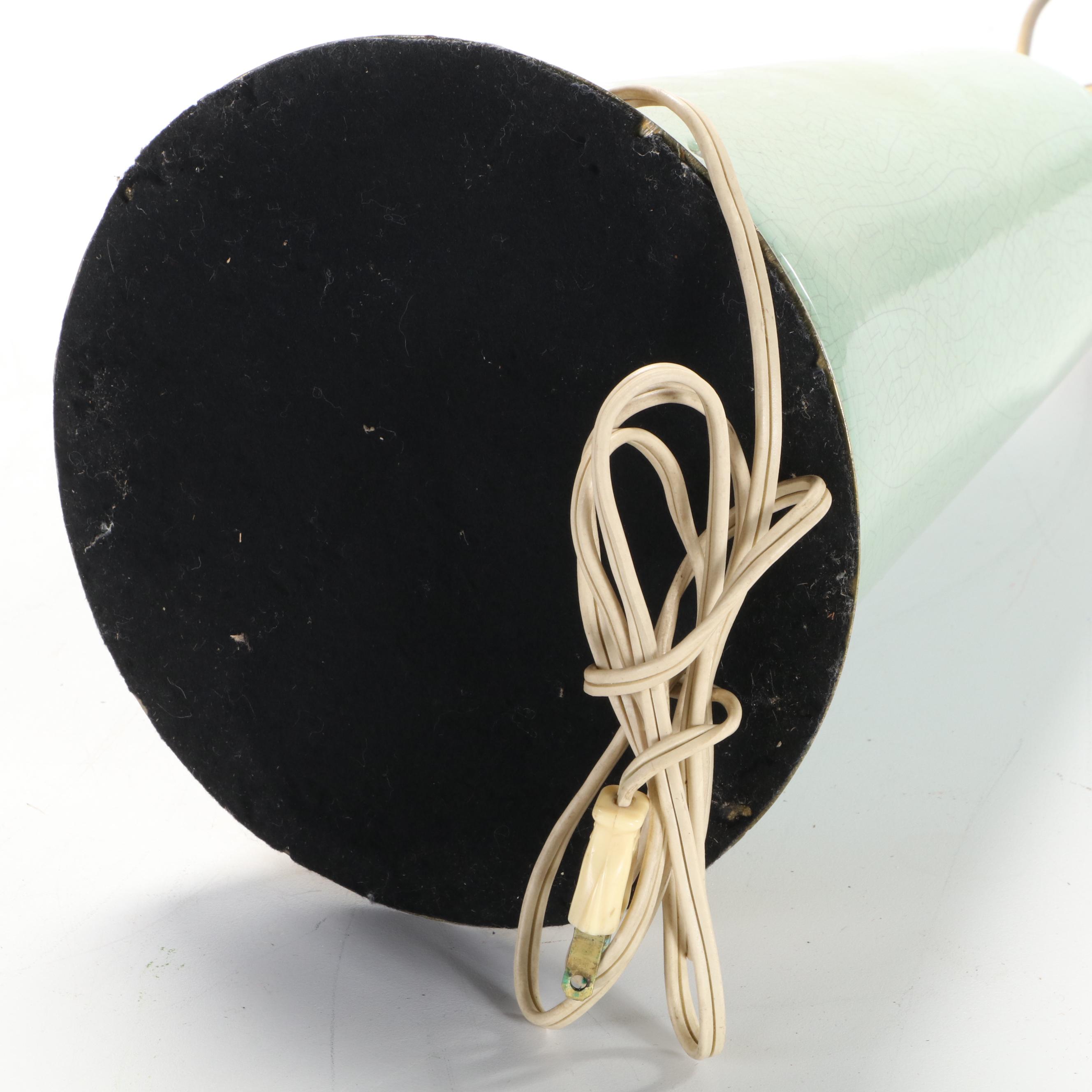 Craquelure Finish Ceramic Lamp with Whip-Stitched Drum Shade