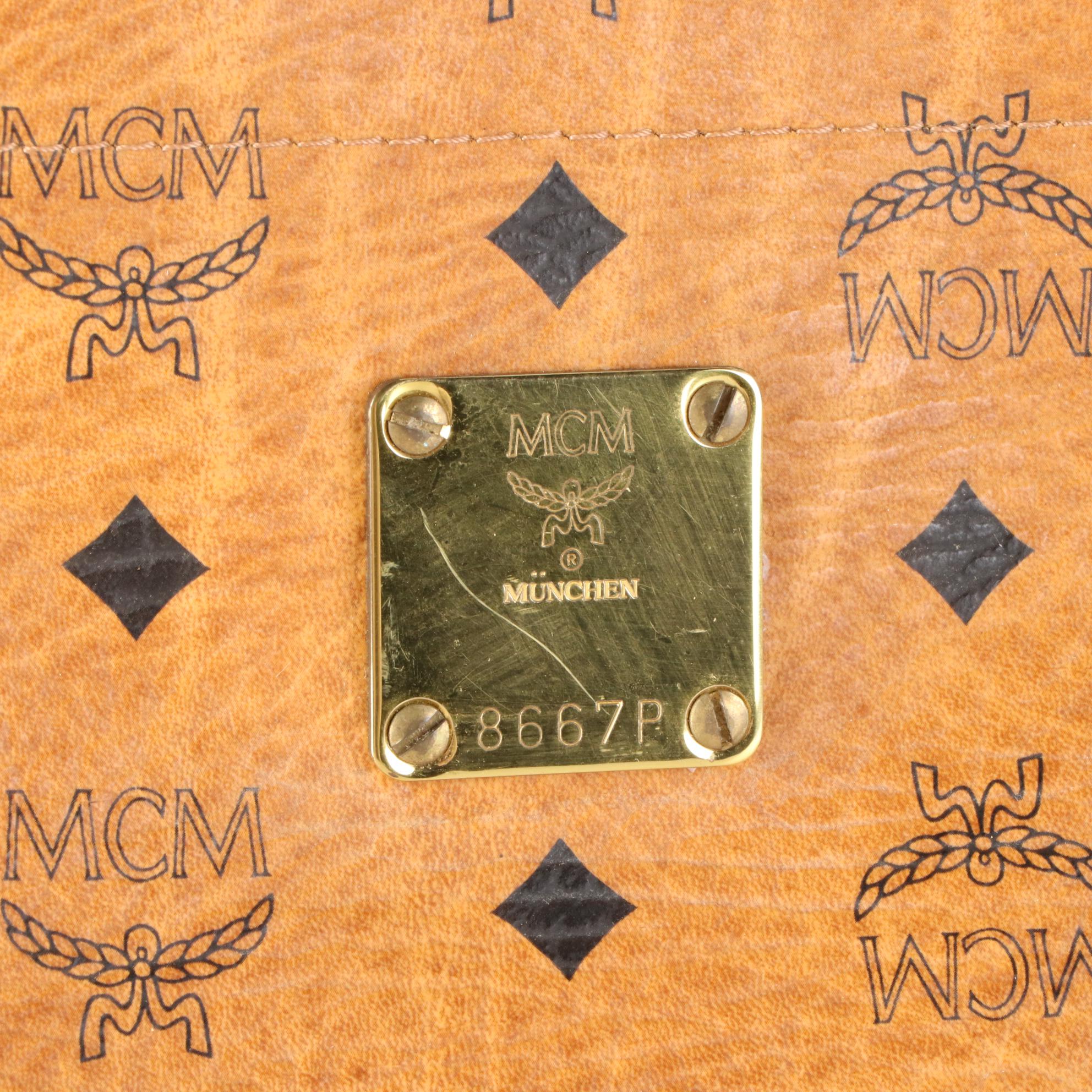 MCM Shoulder Tote in Cognac Visetos Coated Canvas