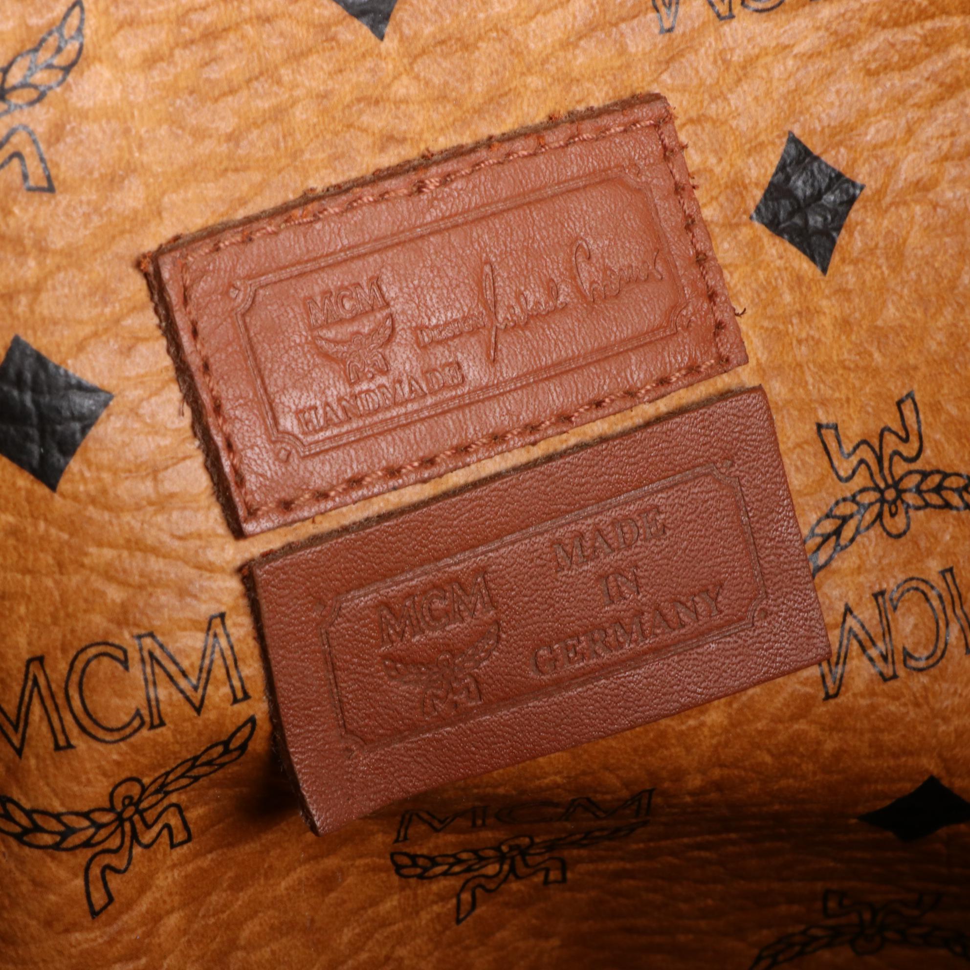 MCM Shoulder Tote in Cognac Visetos Coated Canvas