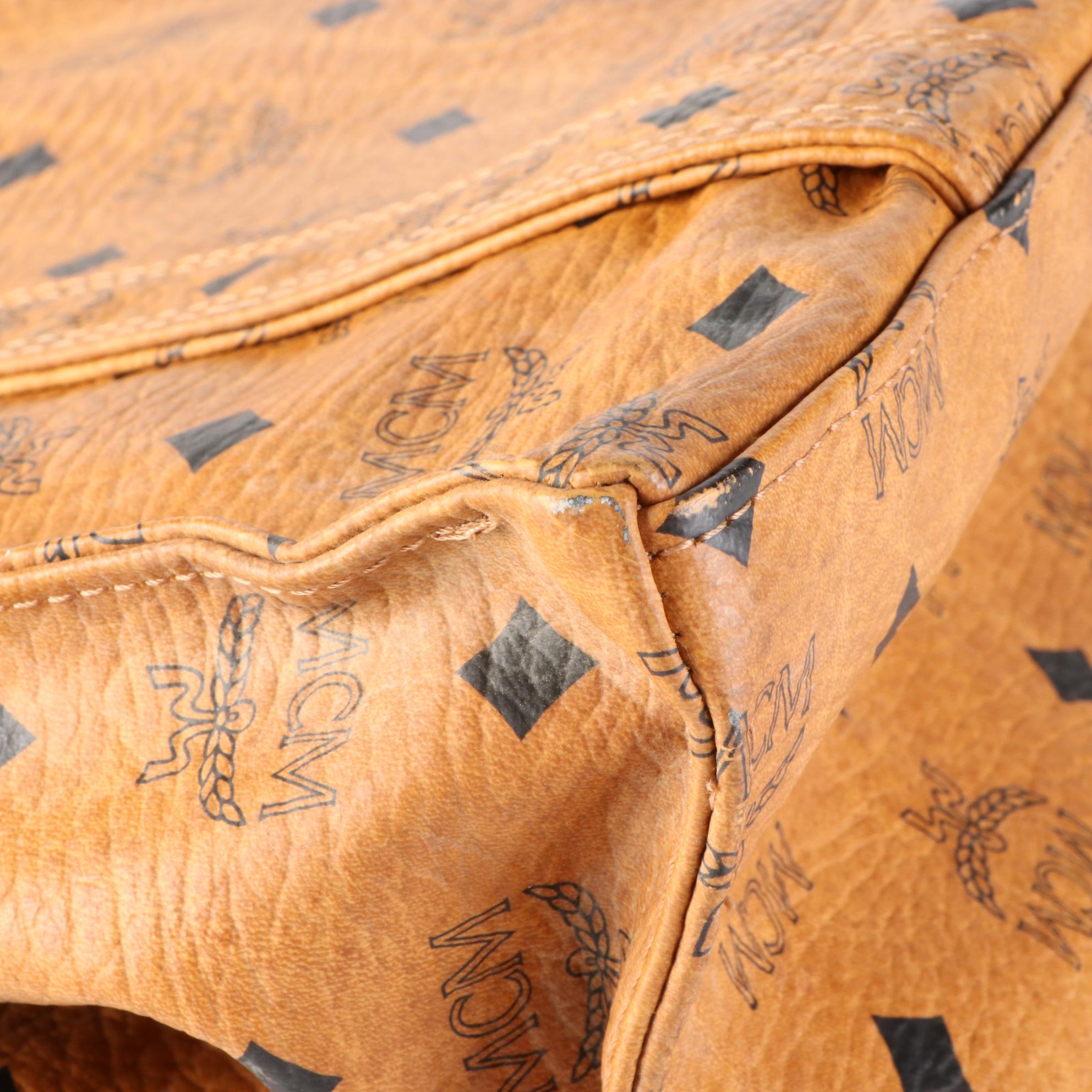 MCM Shoulder Tote in Cognac Visetos Coated Canvas