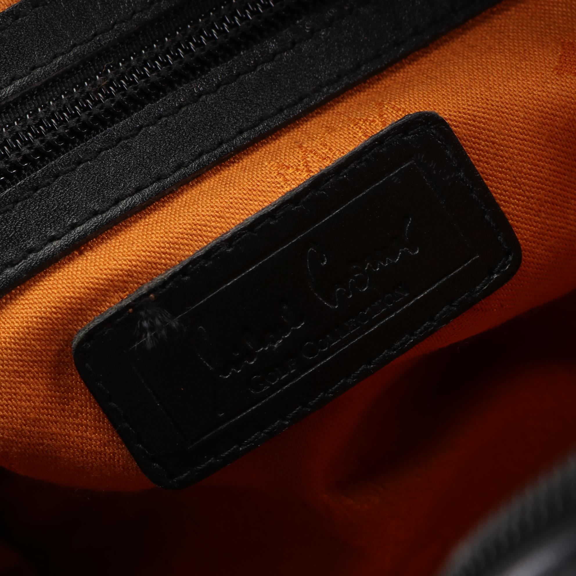 MCM Golf Collection Boston Bag in Black Monogram Vinyl and Leather Trim