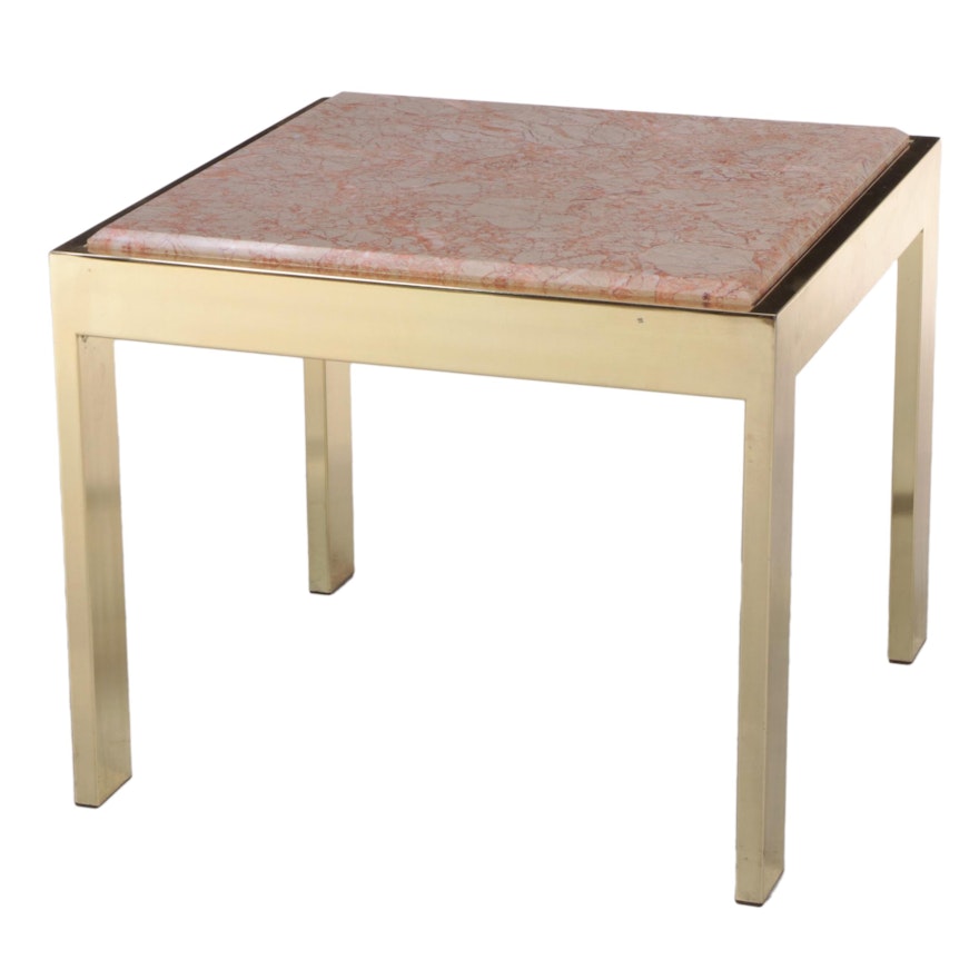 Design Institute America (DIA) Brass-Patinated Metal and Marble Side Table, 1983