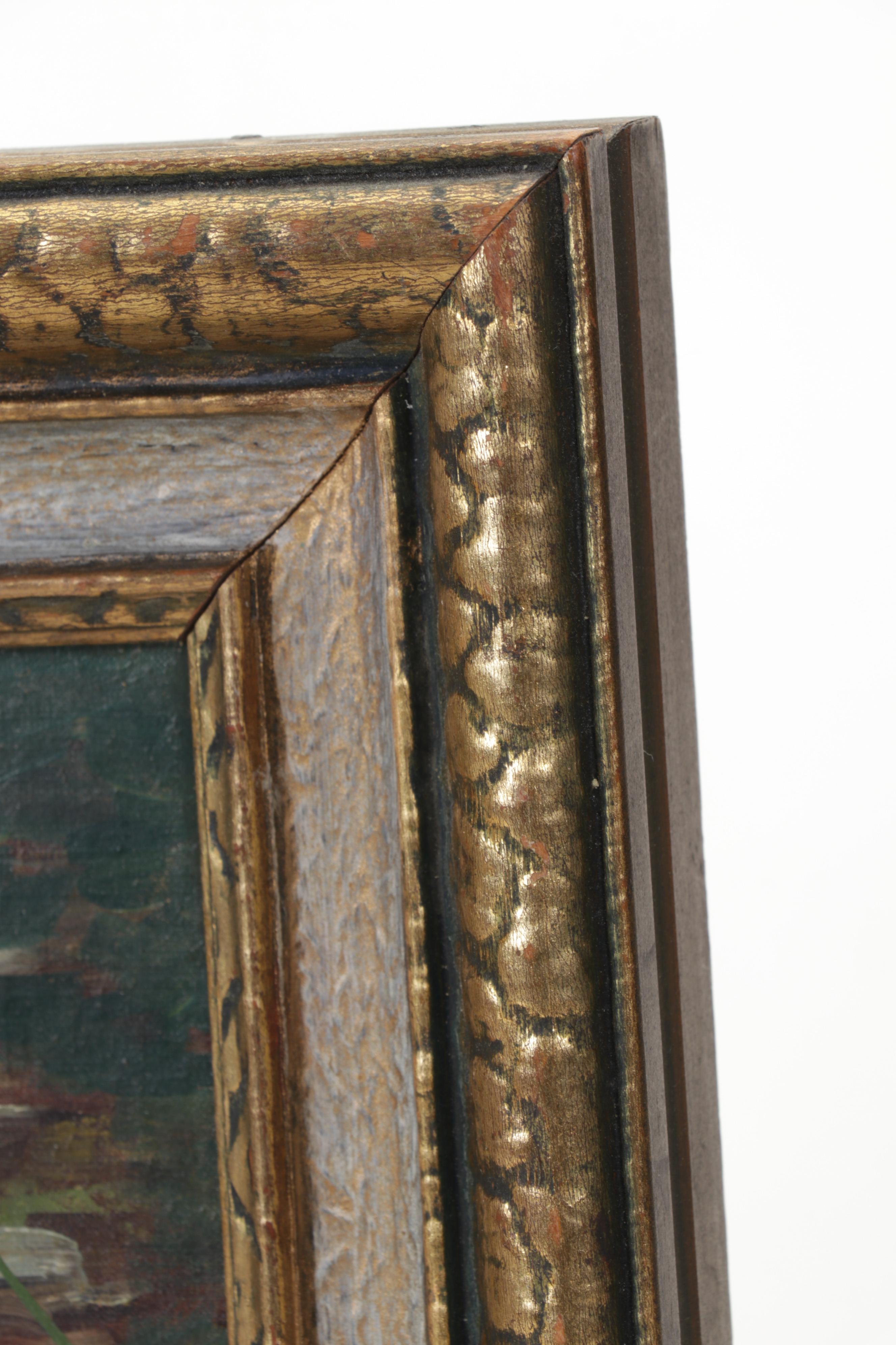 Ovid Kent Oil Painting of Ducks in Pond, Circa 1900