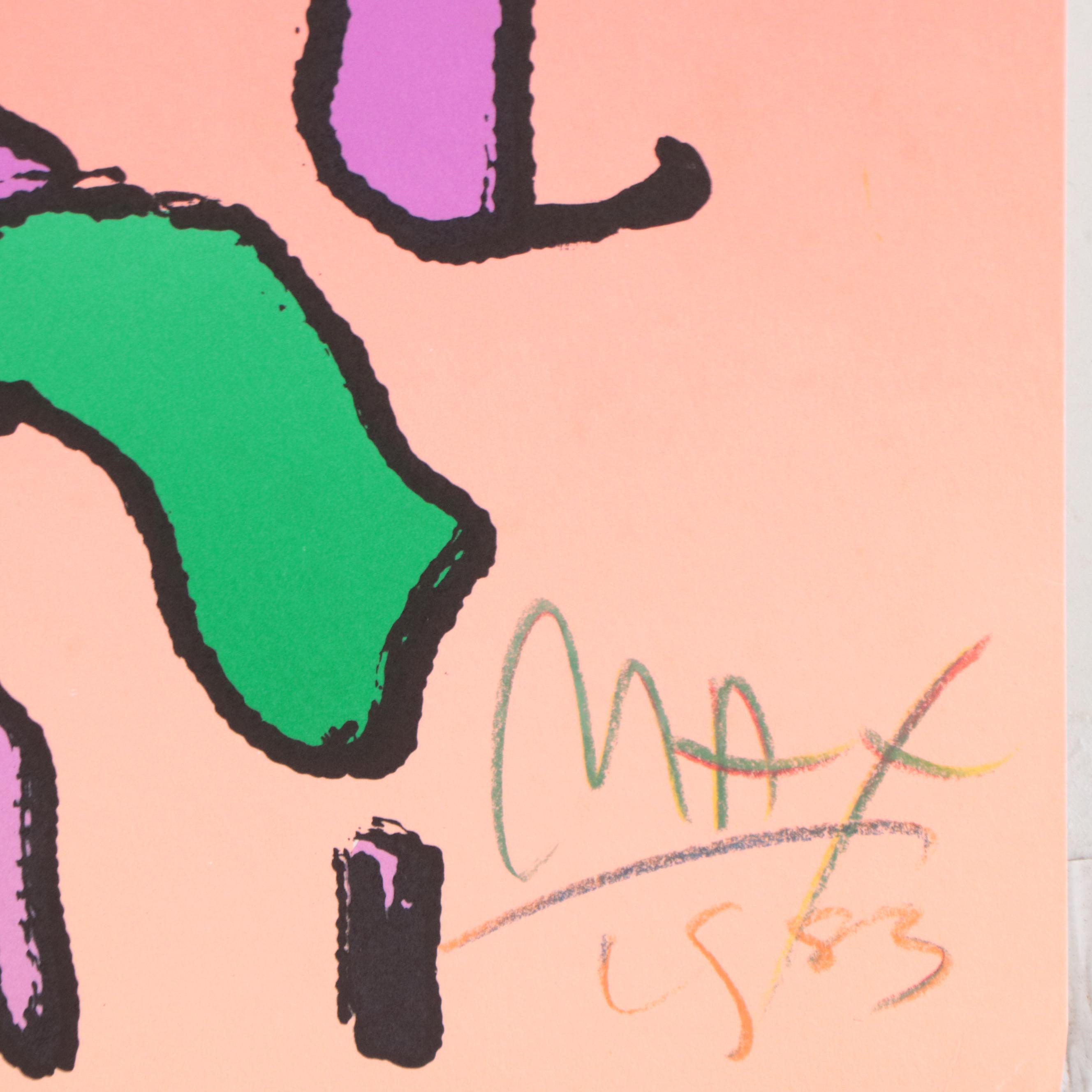 Peter Max Psychedelic Figurative Lithograph "From the Beginning," 1983