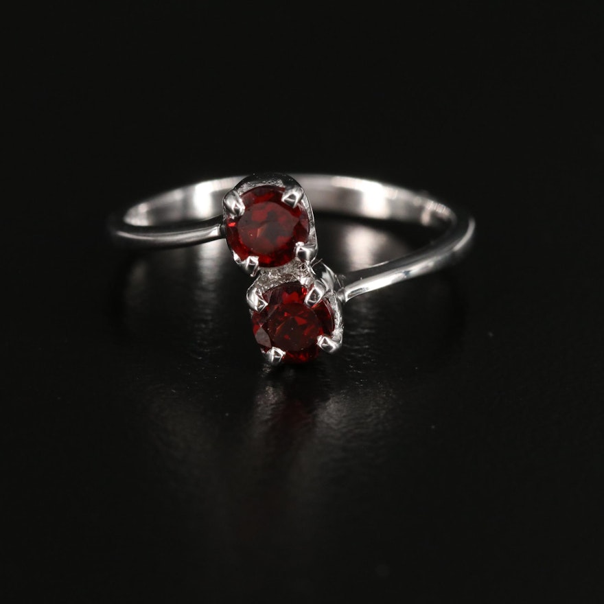 Sterling Garnet Two Stone Bypass Ring