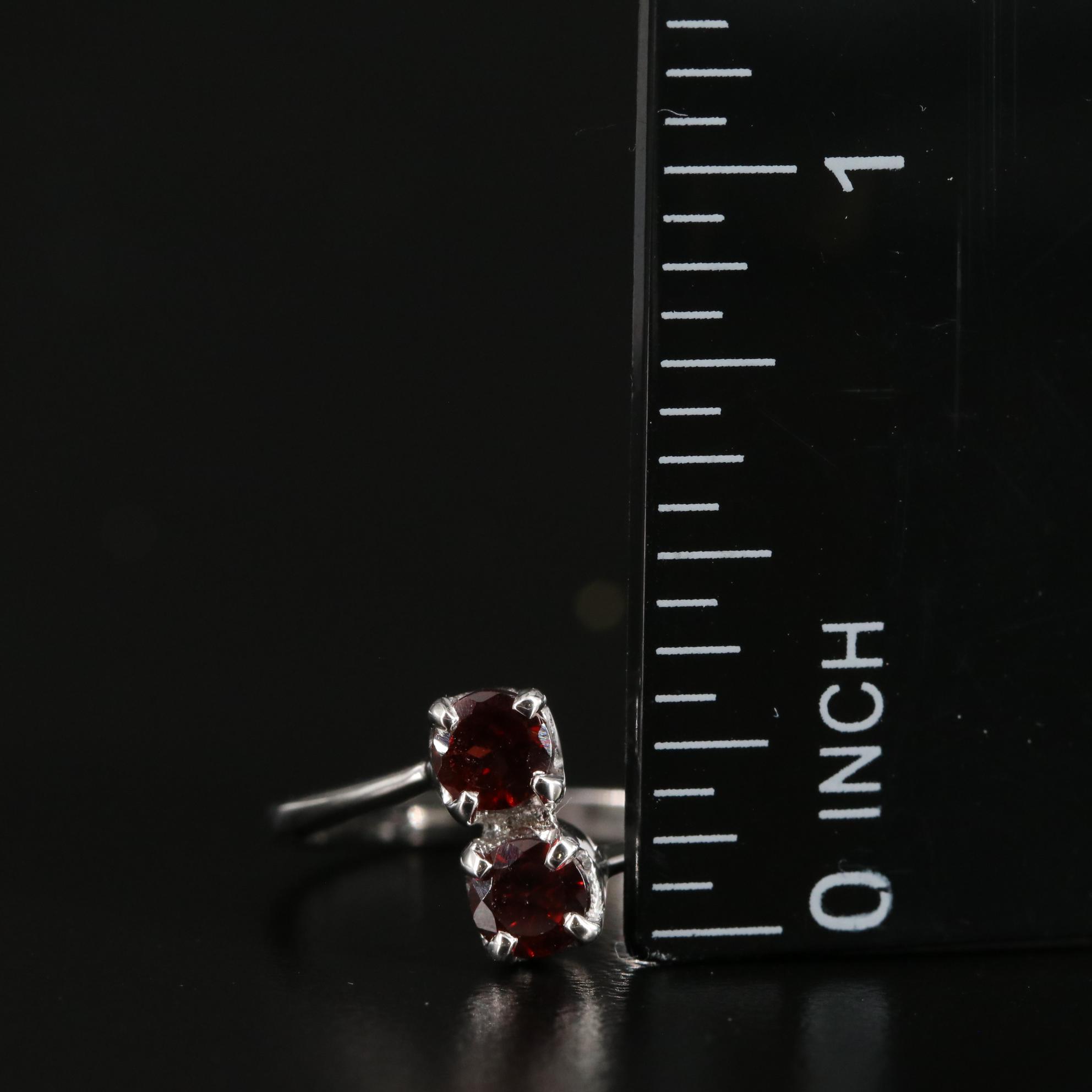 Sterling Garnet Two Stone Bypass Ring
