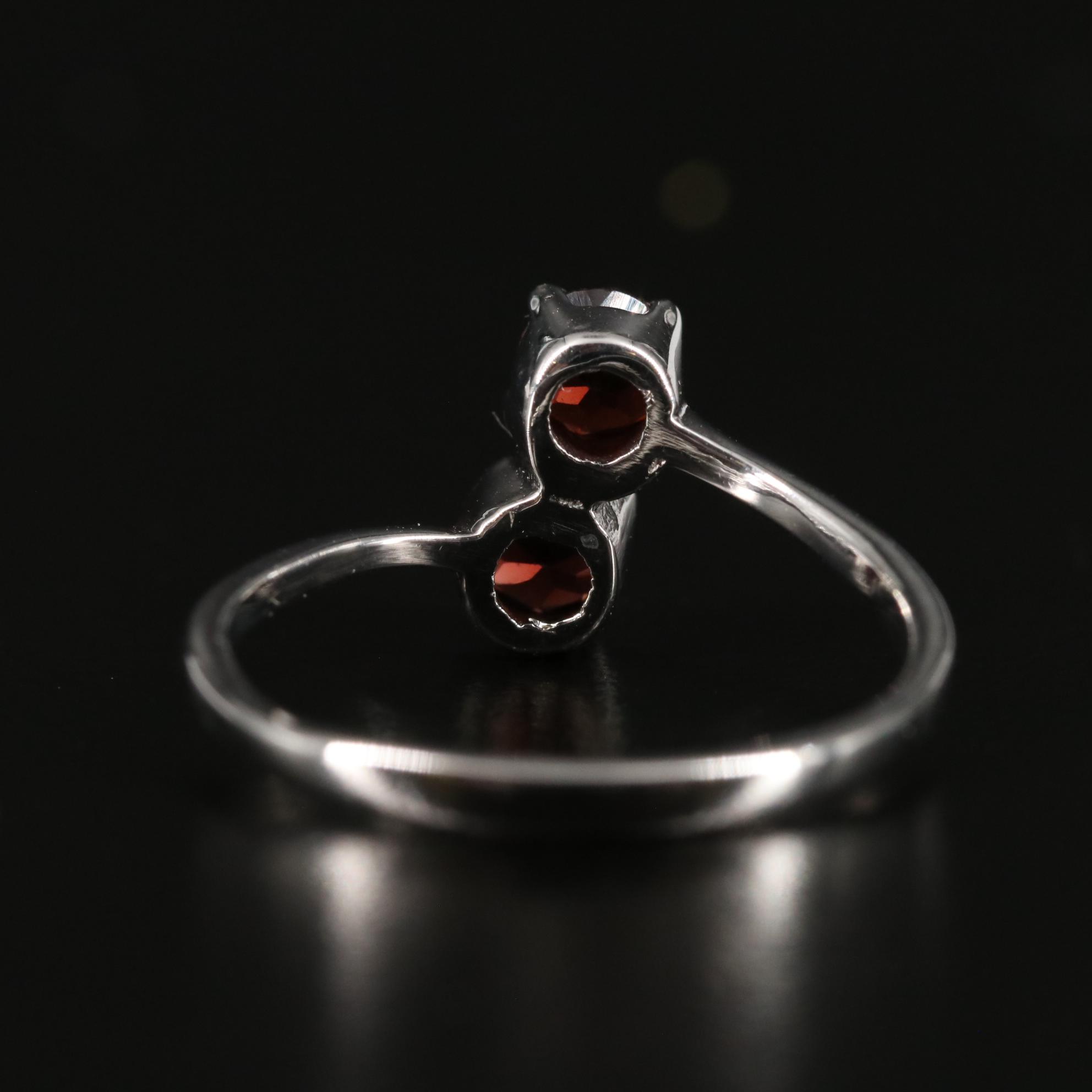 Sterling Garnet Two Stone Bypass Ring