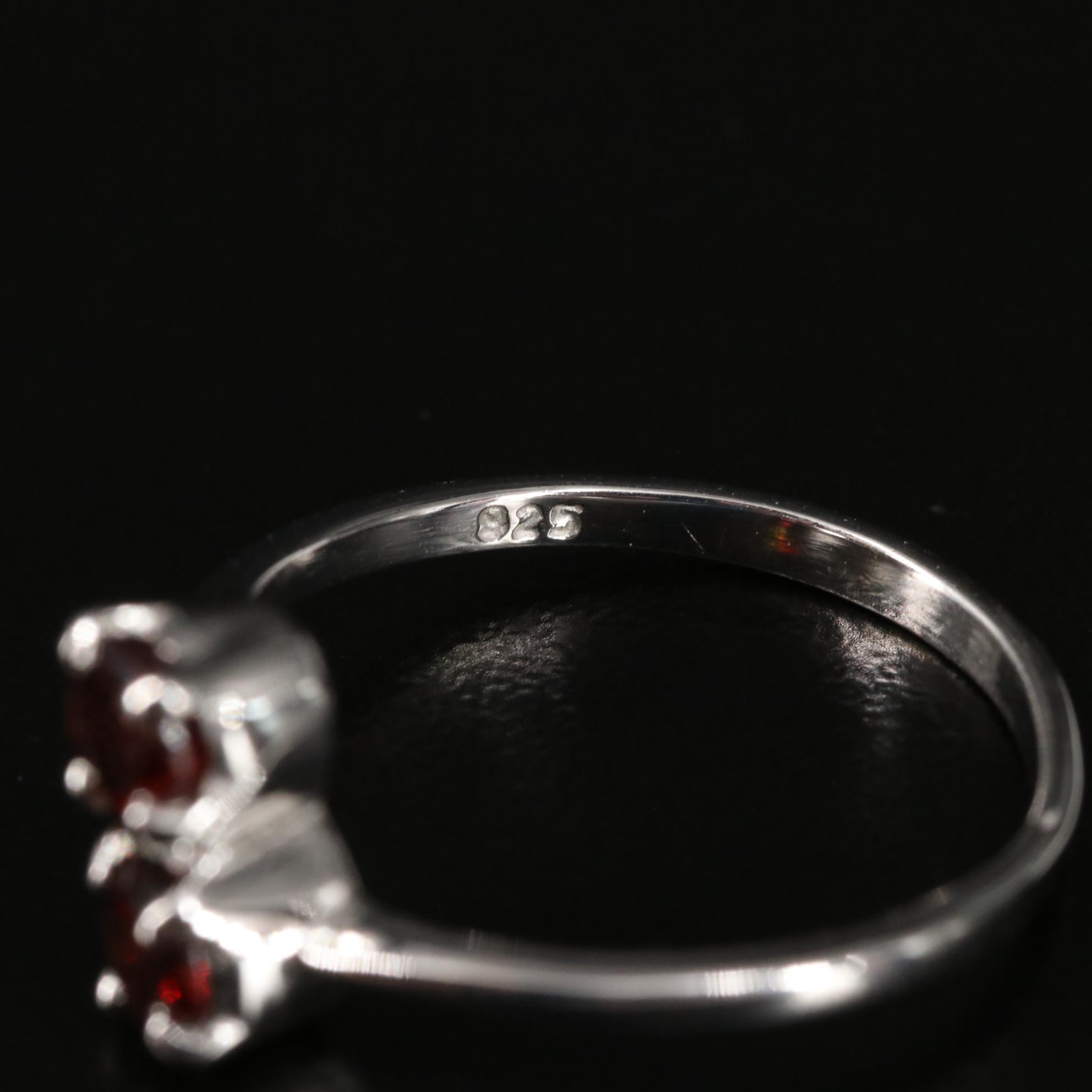Sterling Garnet Two Stone Bypass Ring