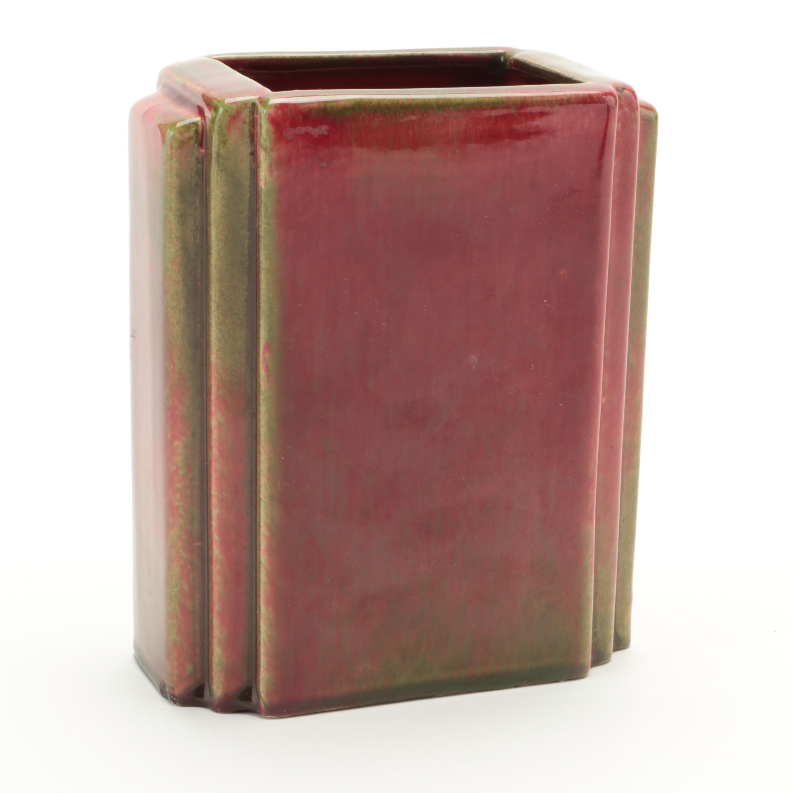 Artistic Potteries Molten Glaze Block Vase and Other Earthenware Vase