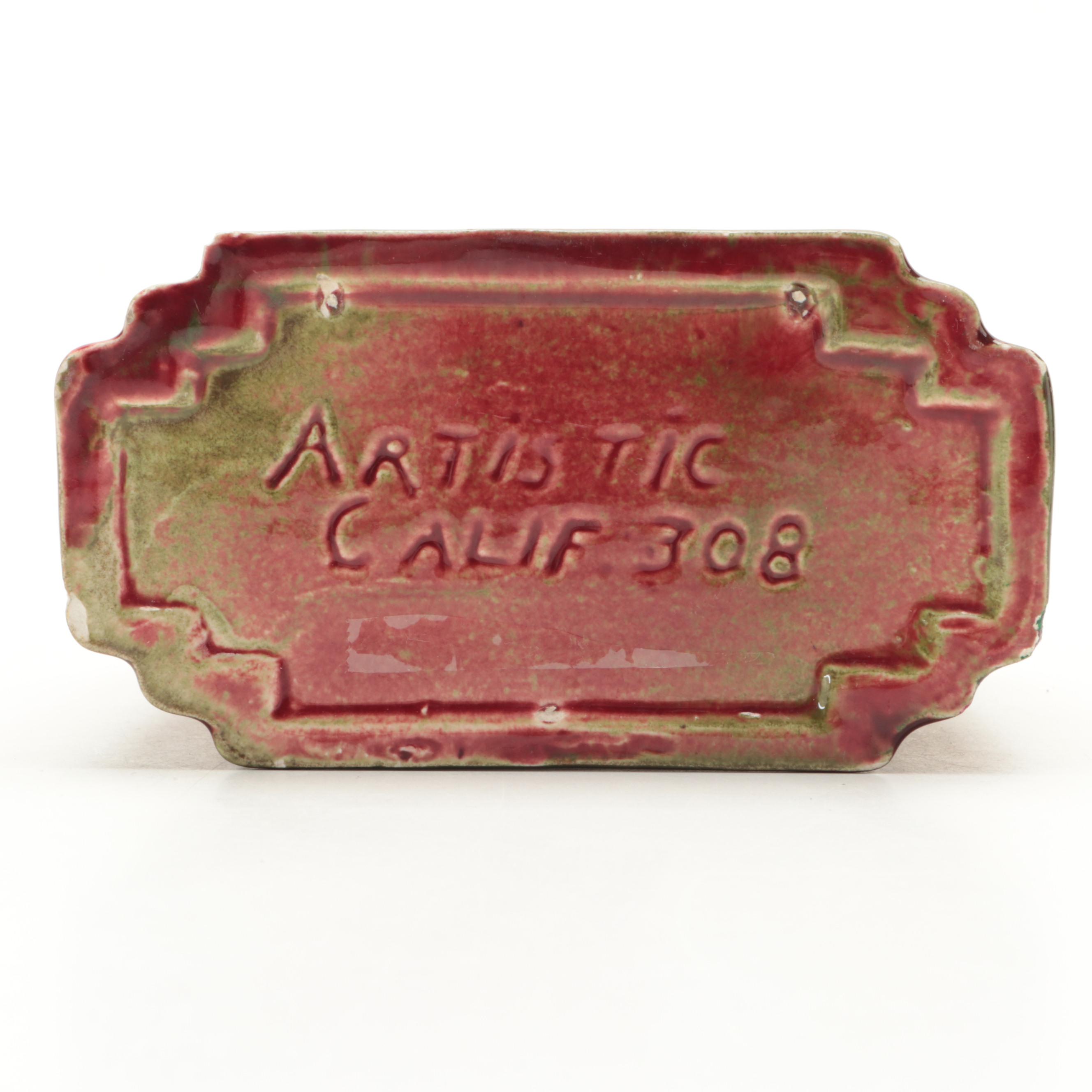 Artistic Potteries Molten Glaze Block Vase and Other Earthenware Vase