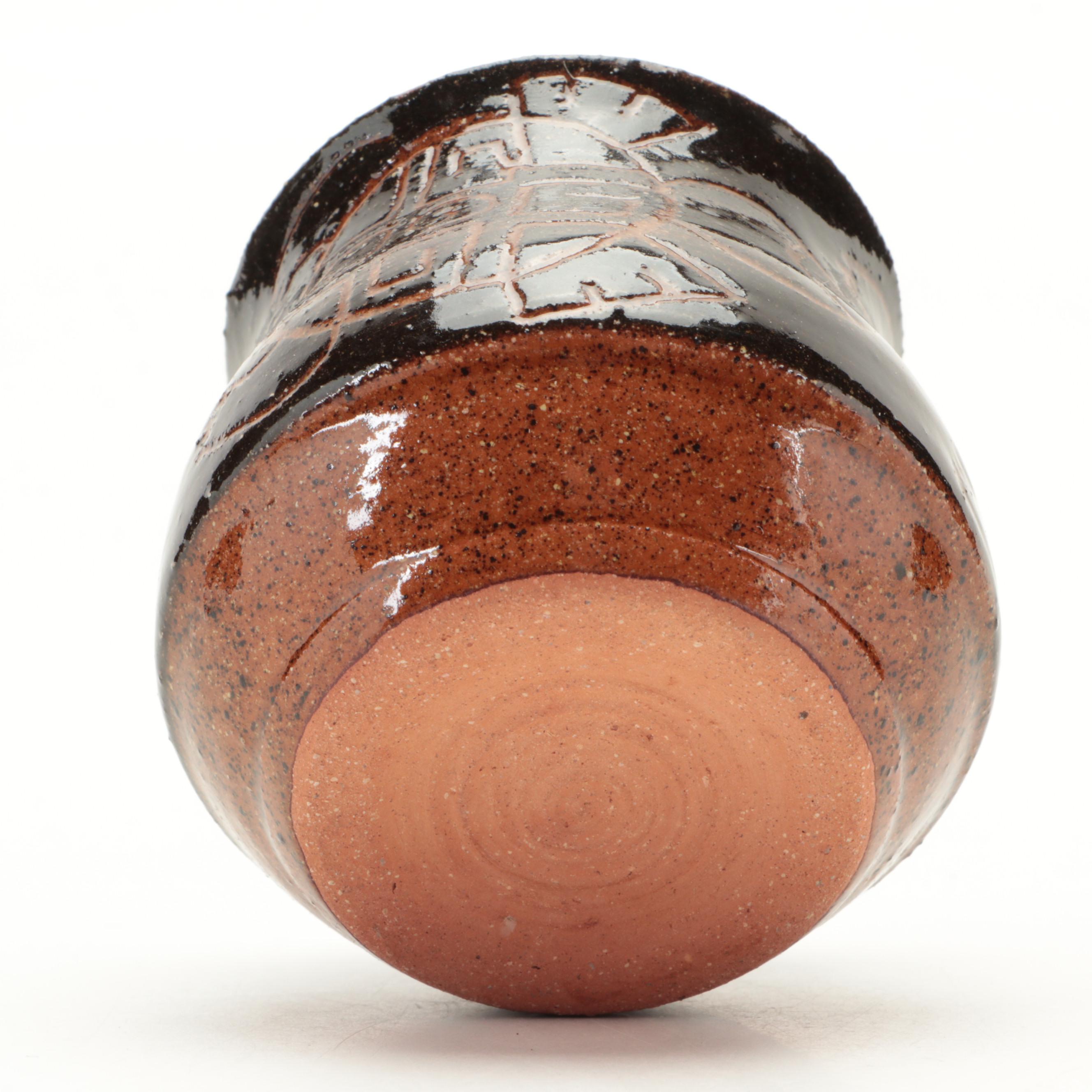 Artistic Potteries Molten Glaze Block Vase and Other Earthenware Vase