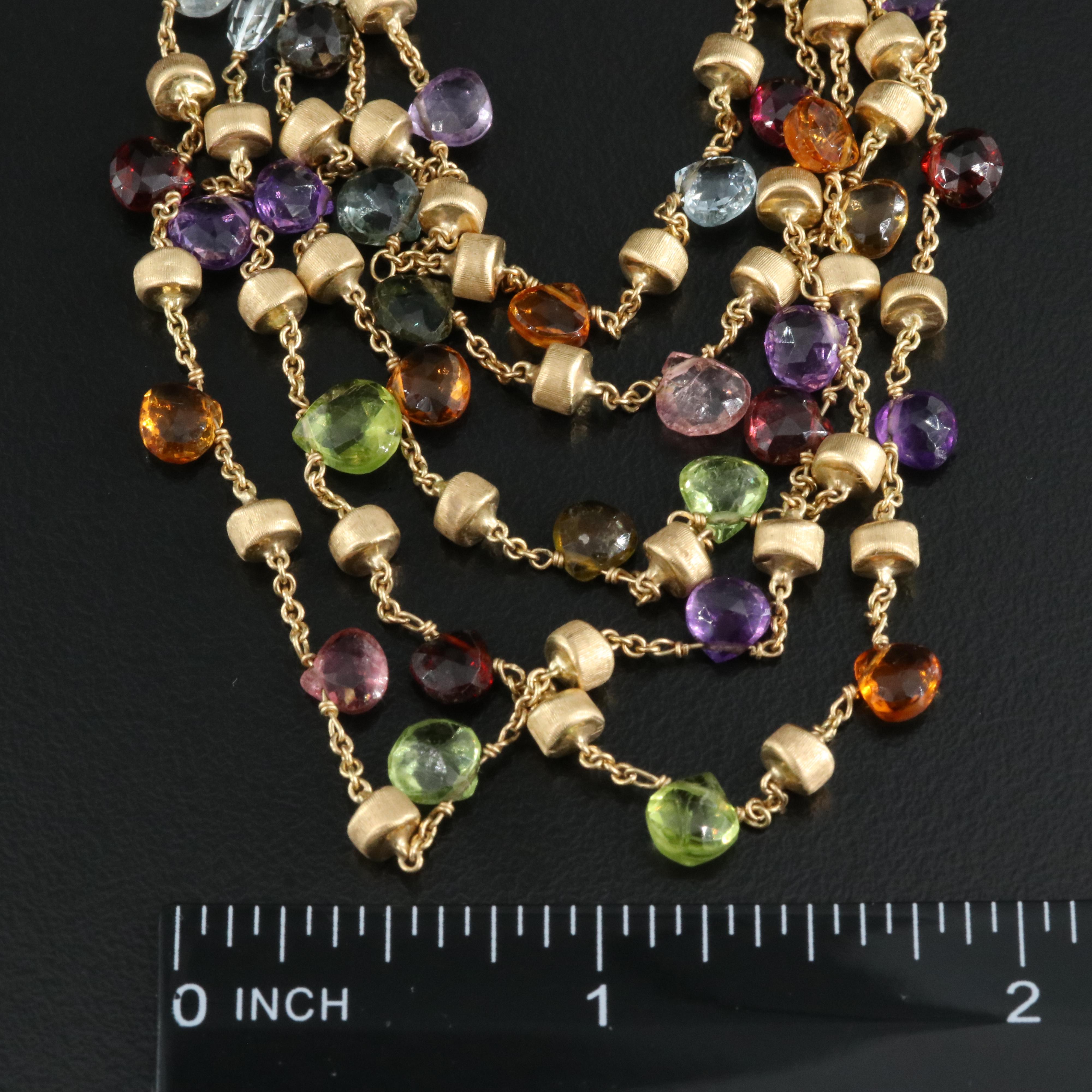 Marco Bicego "Paradise" 18K Necklace Including Aquamarine and Tourmaline