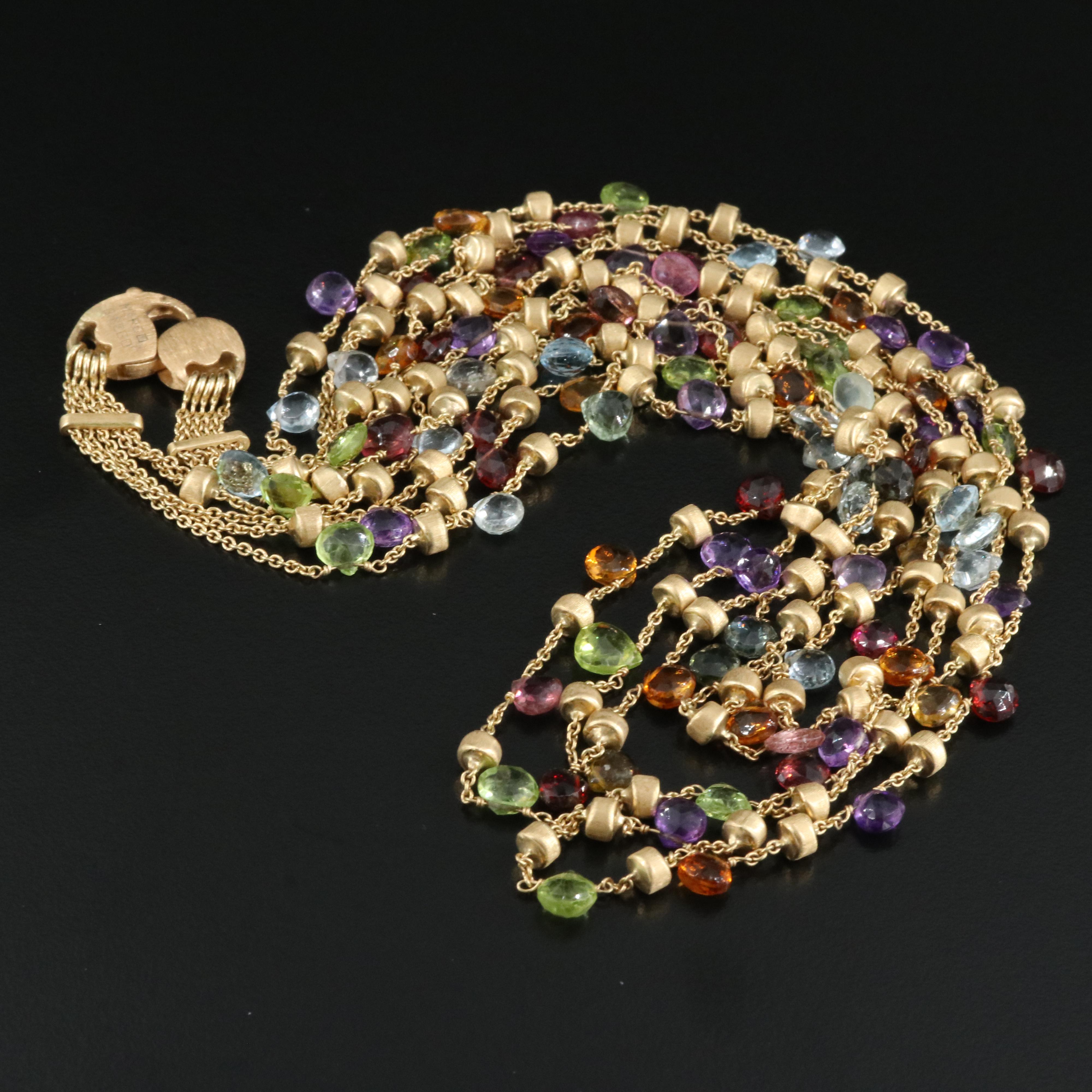 Marco Bicego "Paradise" 18K Necklace Including Aquamarine and Tourmaline