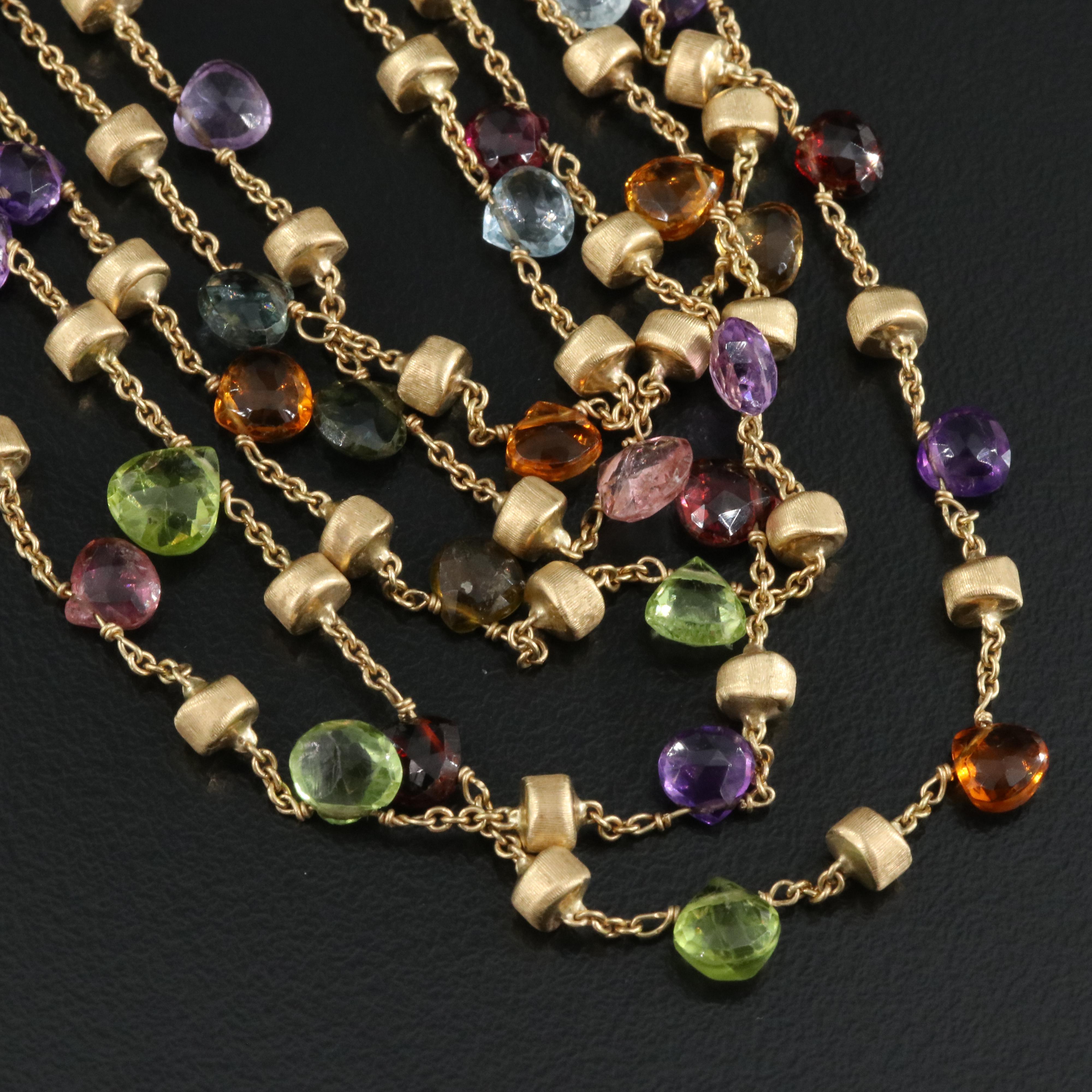 Marco Bicego "Paradise" 18K Necklace Including Aquamarine and Tourmaline