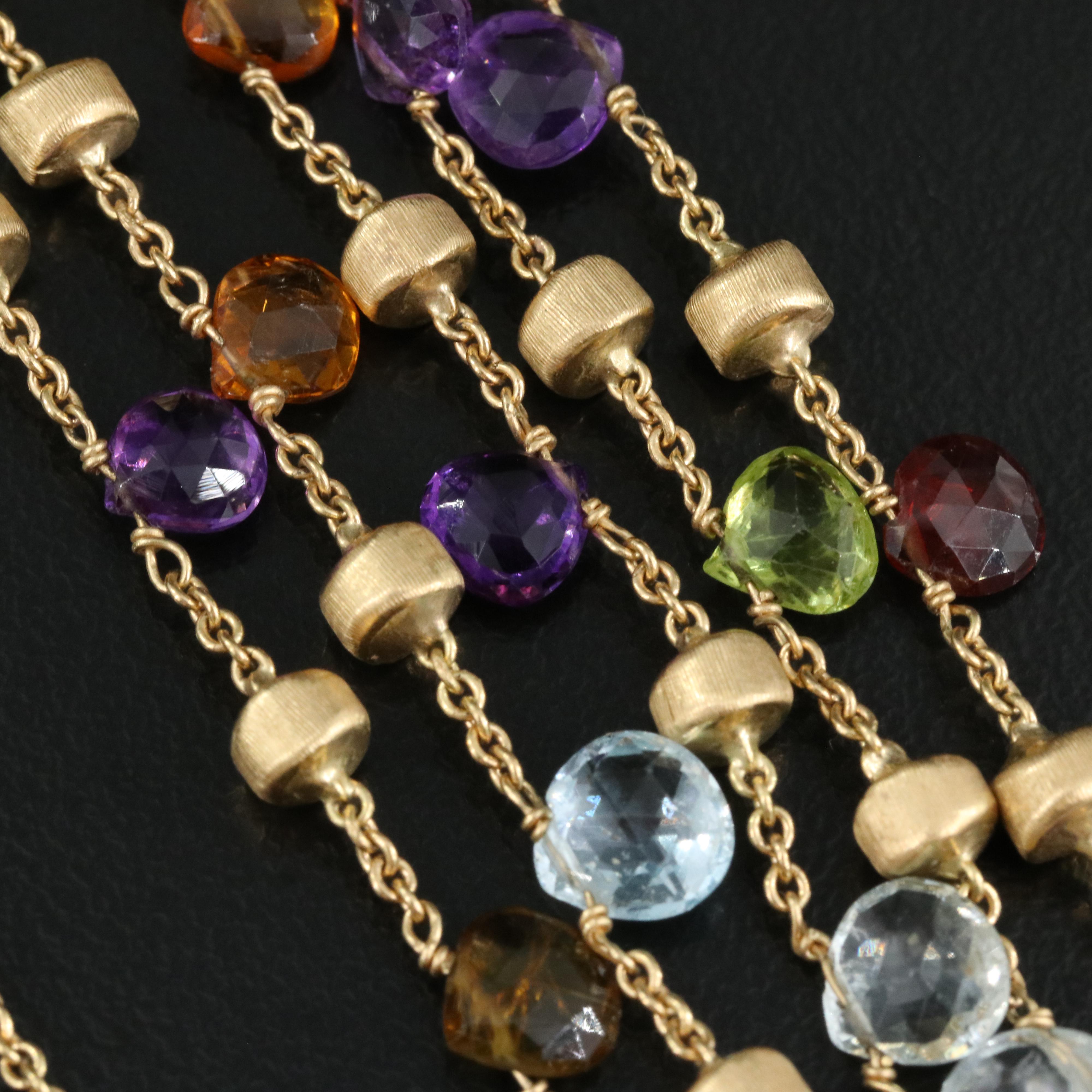 Marco Bicego "Paradise" 18K Necklace Including Aquamarine and Tourmaline