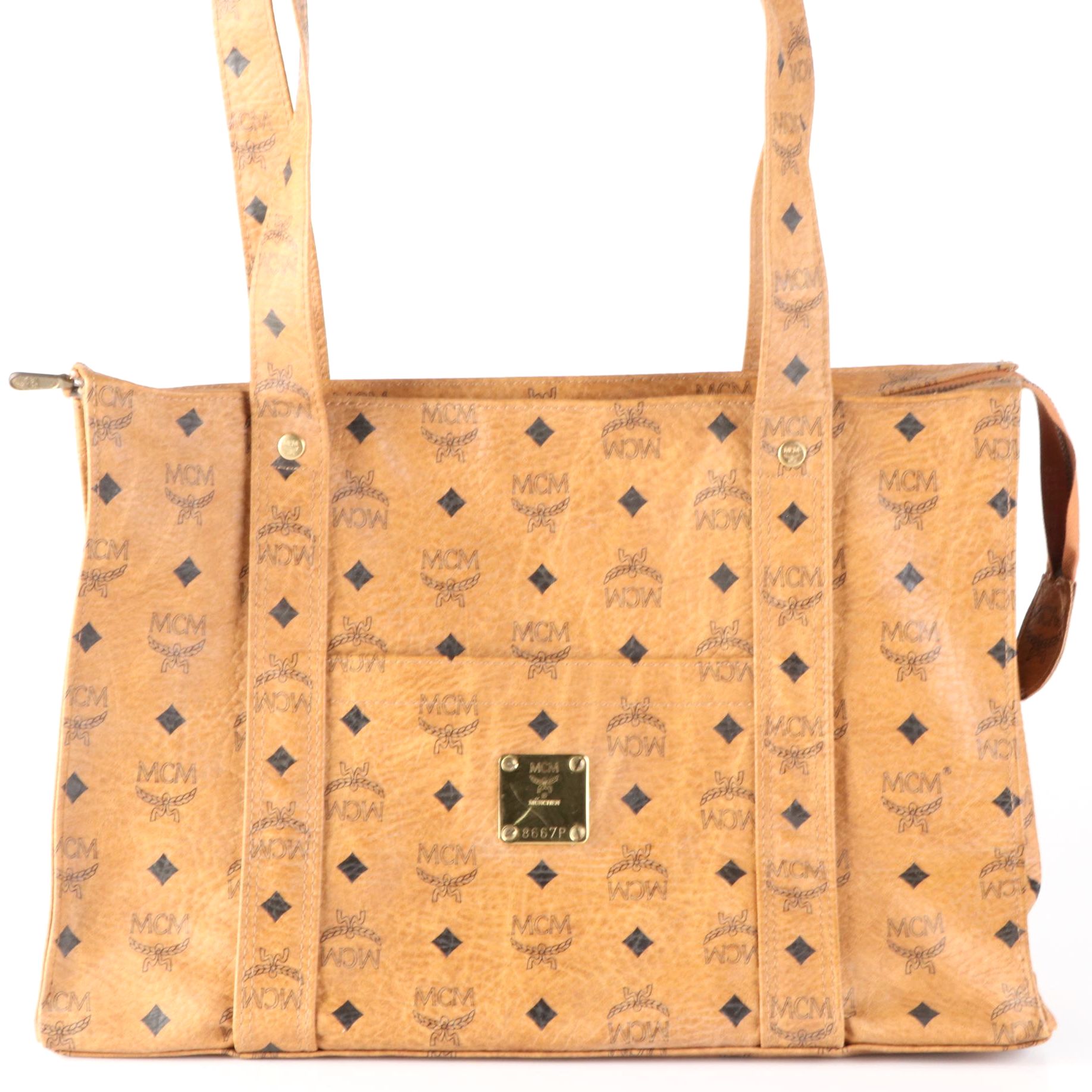 MCM Shoulder Tote in Cognac Visetos Coated Canvas