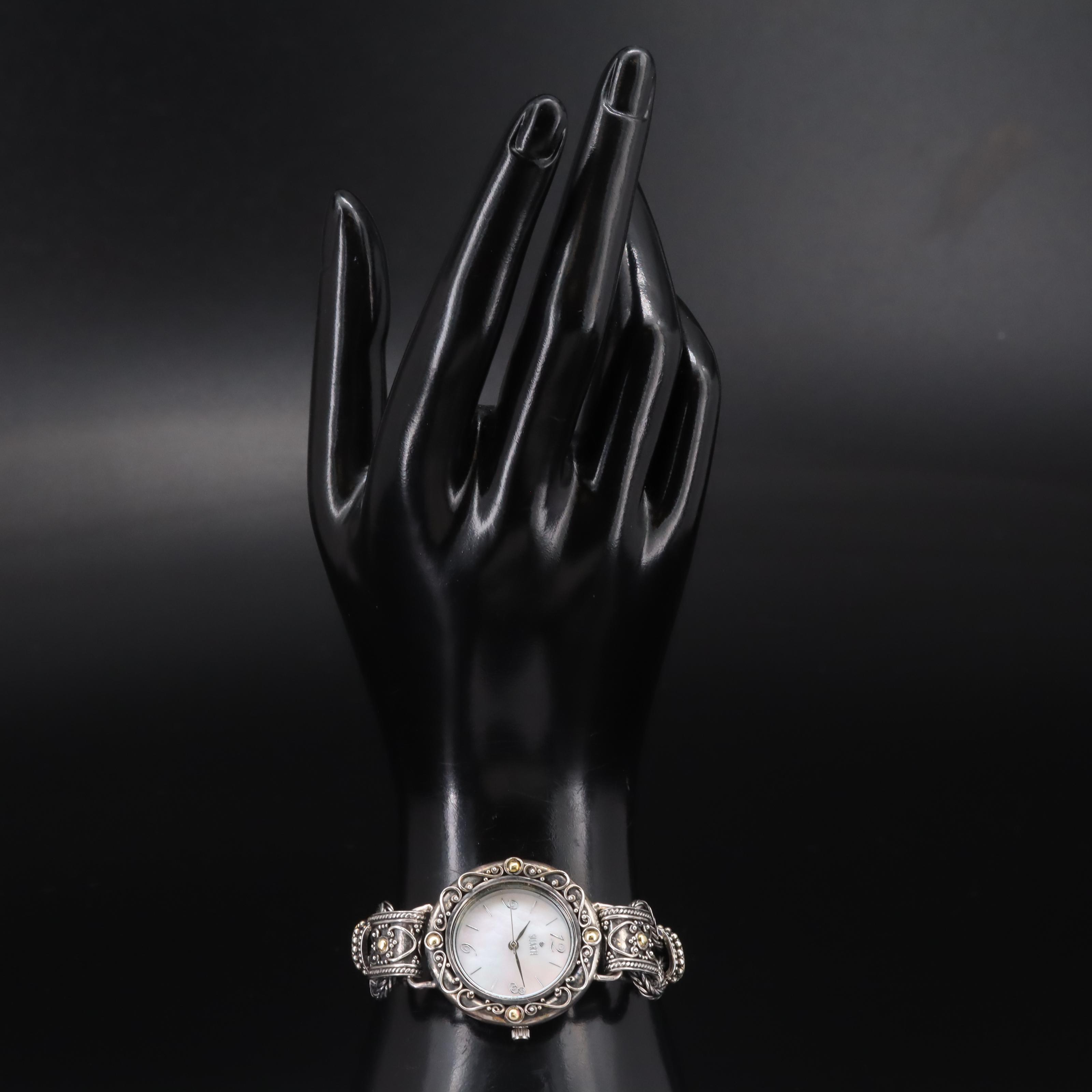 Suarti Mother-of-Pearl Dial Sterling Watch with 18K Accents