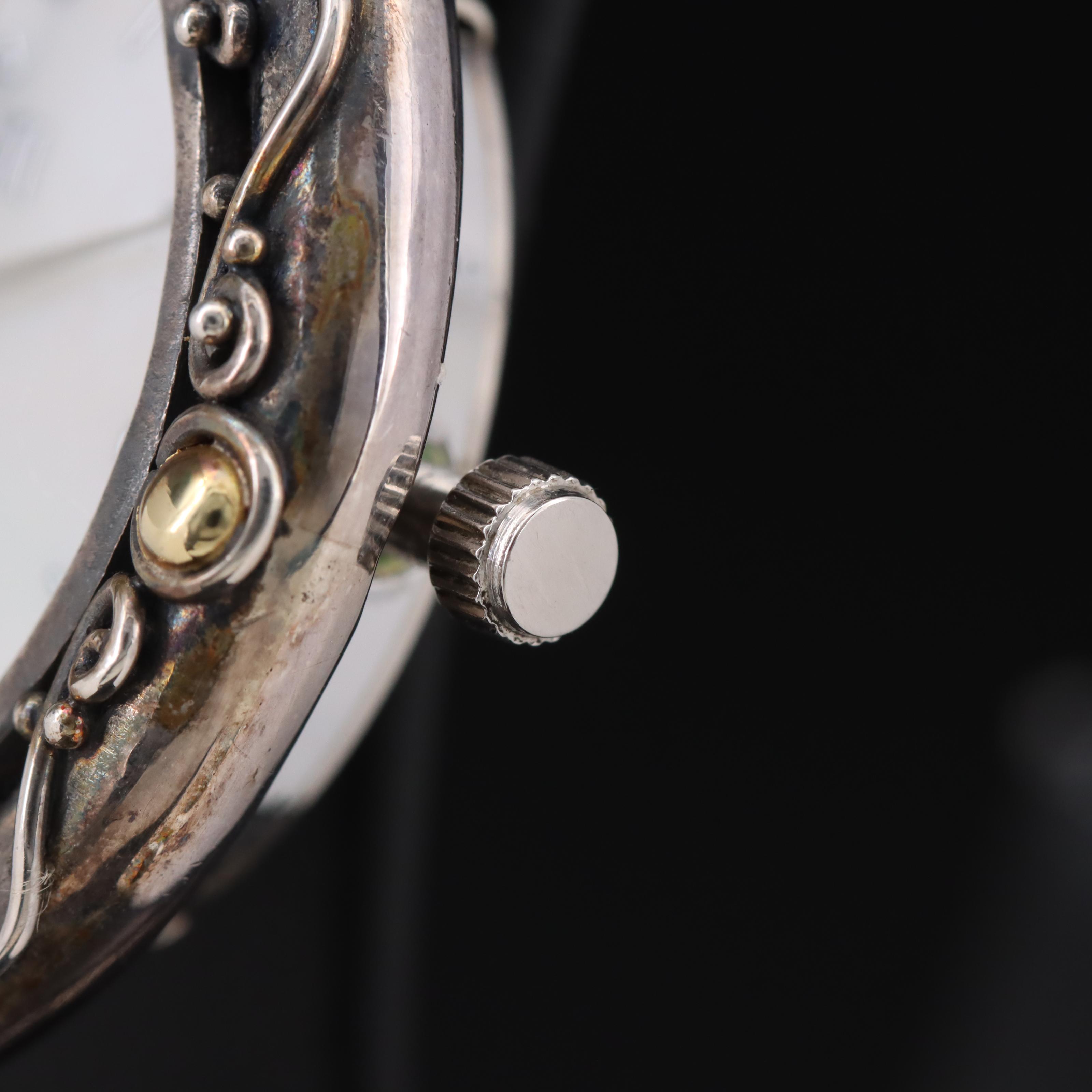 Suarti Mother-of-Pearl Dial Sterling Watch with 18K Accents