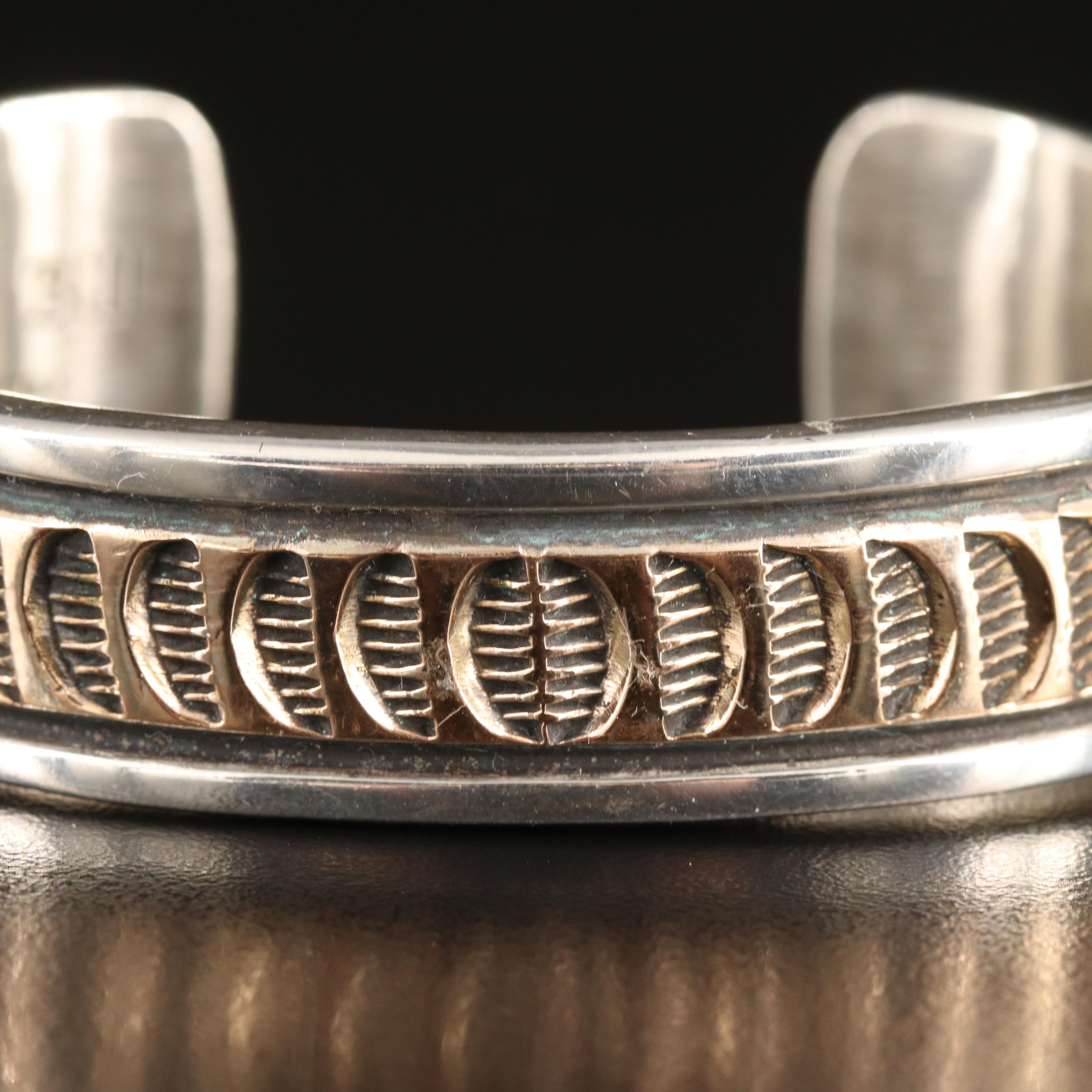 Mary and Ken Bill Navajo Diné Sterling Cuff with Gold-Filled Accent