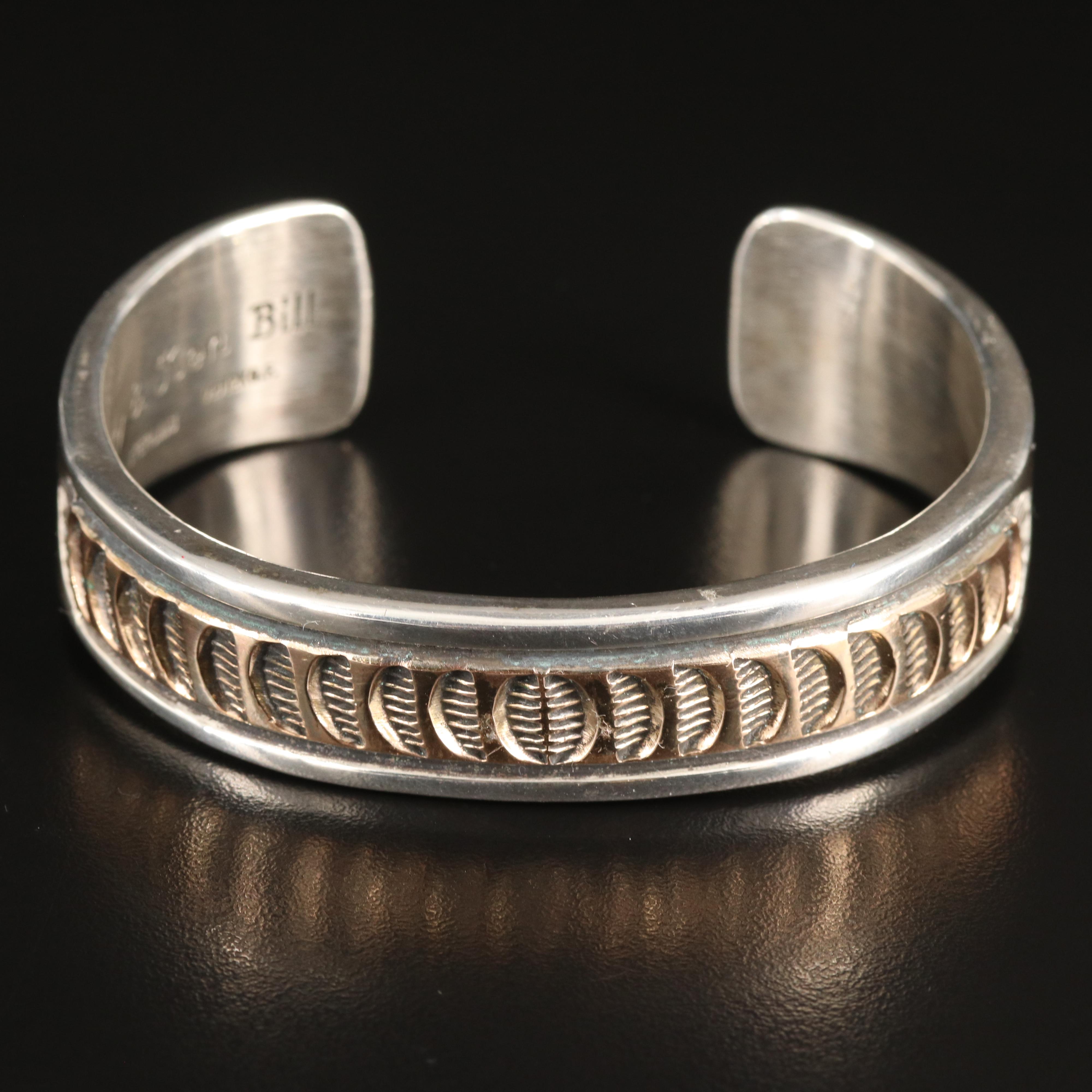Mary and Ken Bill Navajo Diné Sterling Cuff with Gold-Filled Accent