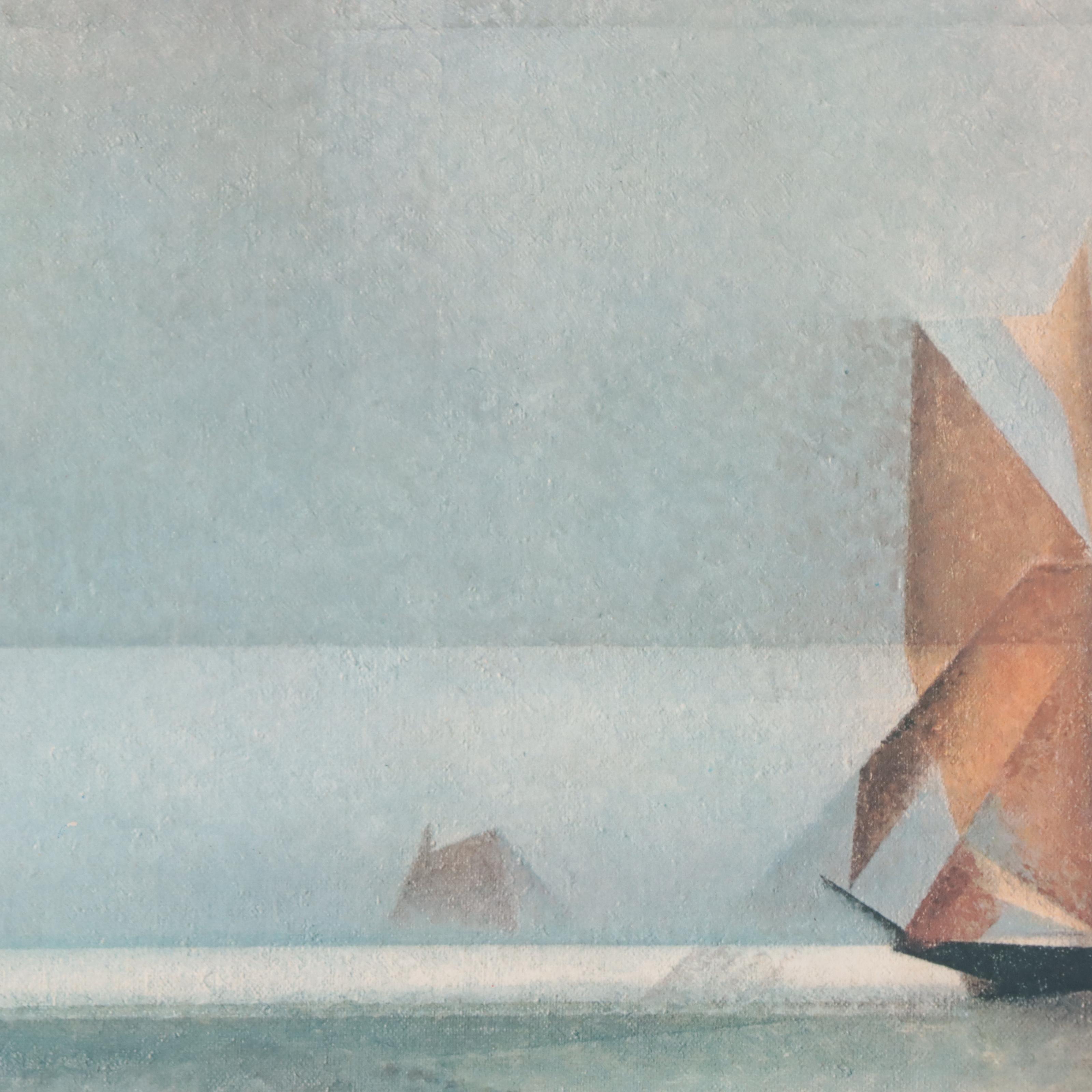 Offset Lithograph after Lyonel Feininger "Ostsee Schoner," Late 20th Century