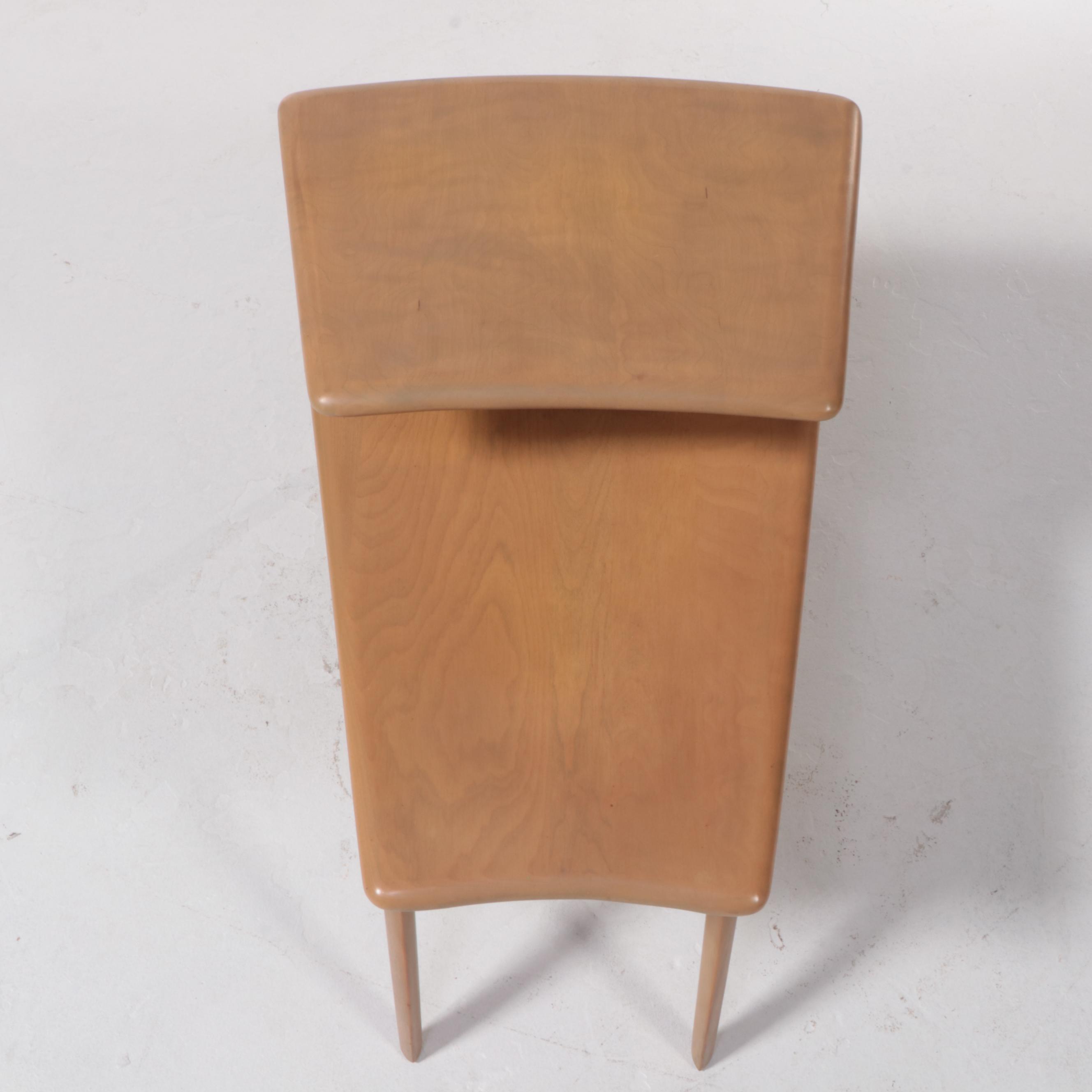 Heywood-Wakefield Mid Century Modern Two-Tier Side Table in Platinum Finish