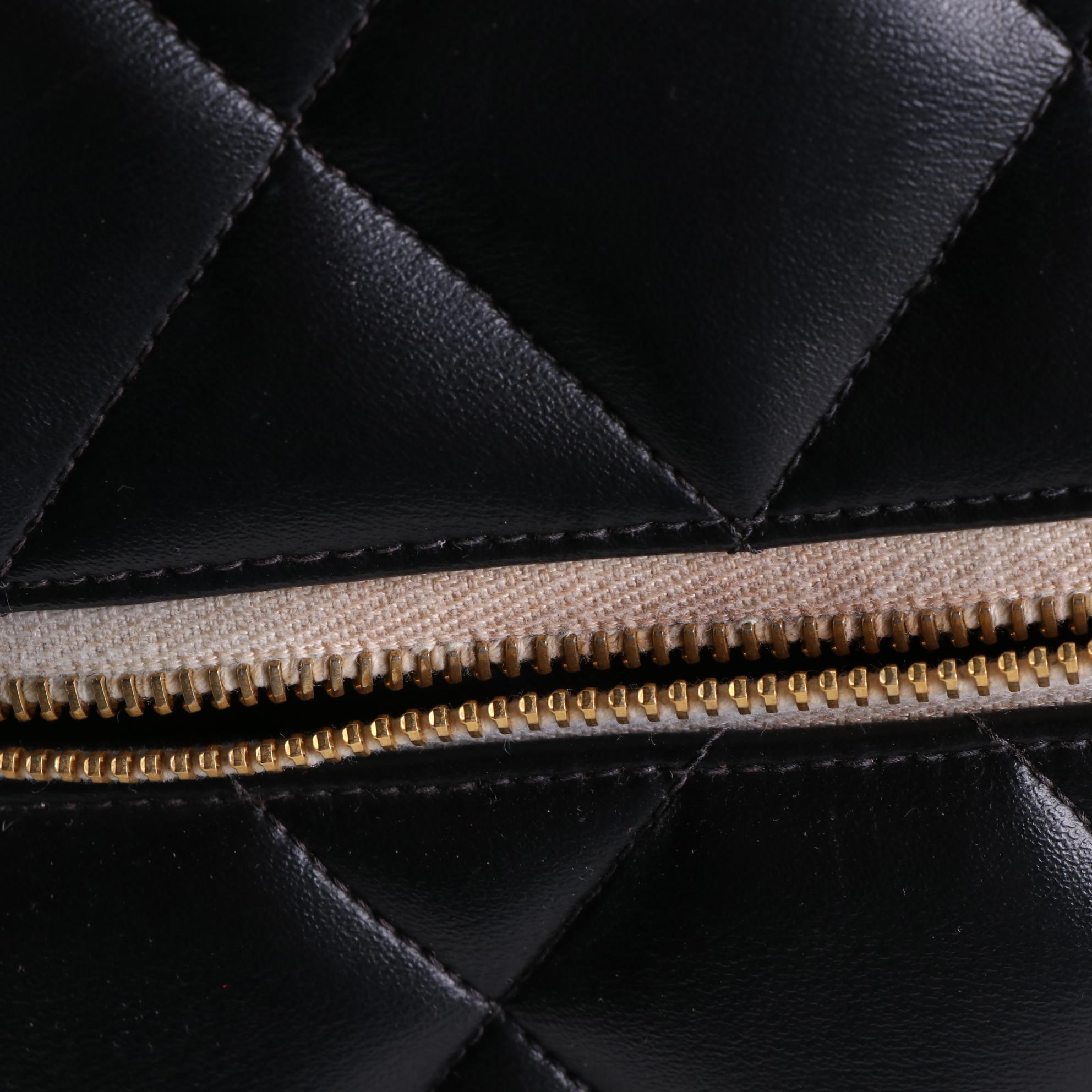 Chanel Logo Weekender Bag in Quilted Diamond Stitch Leather