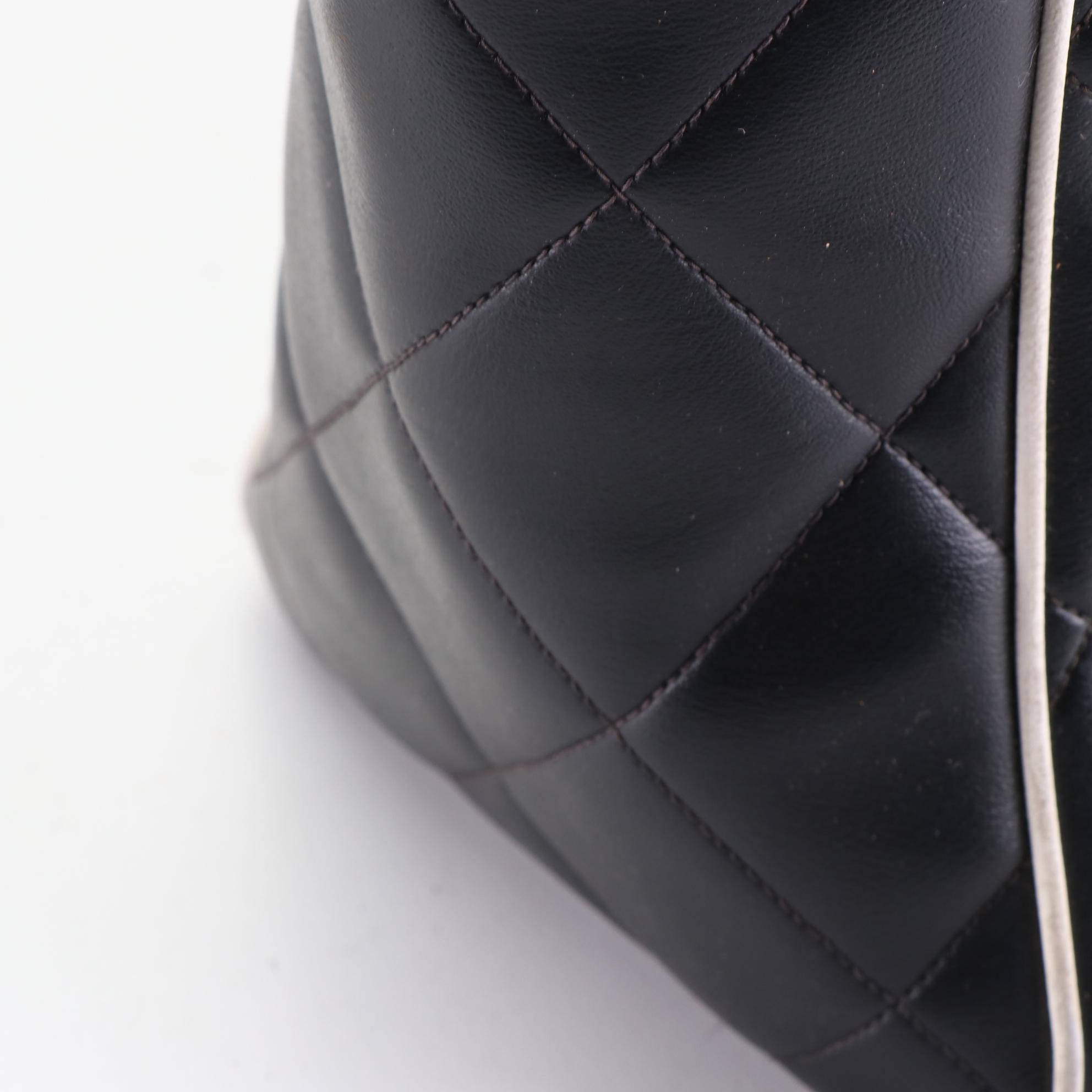 Chanel Logo Weekender Bag in Quilted Diamond Stitch Leather