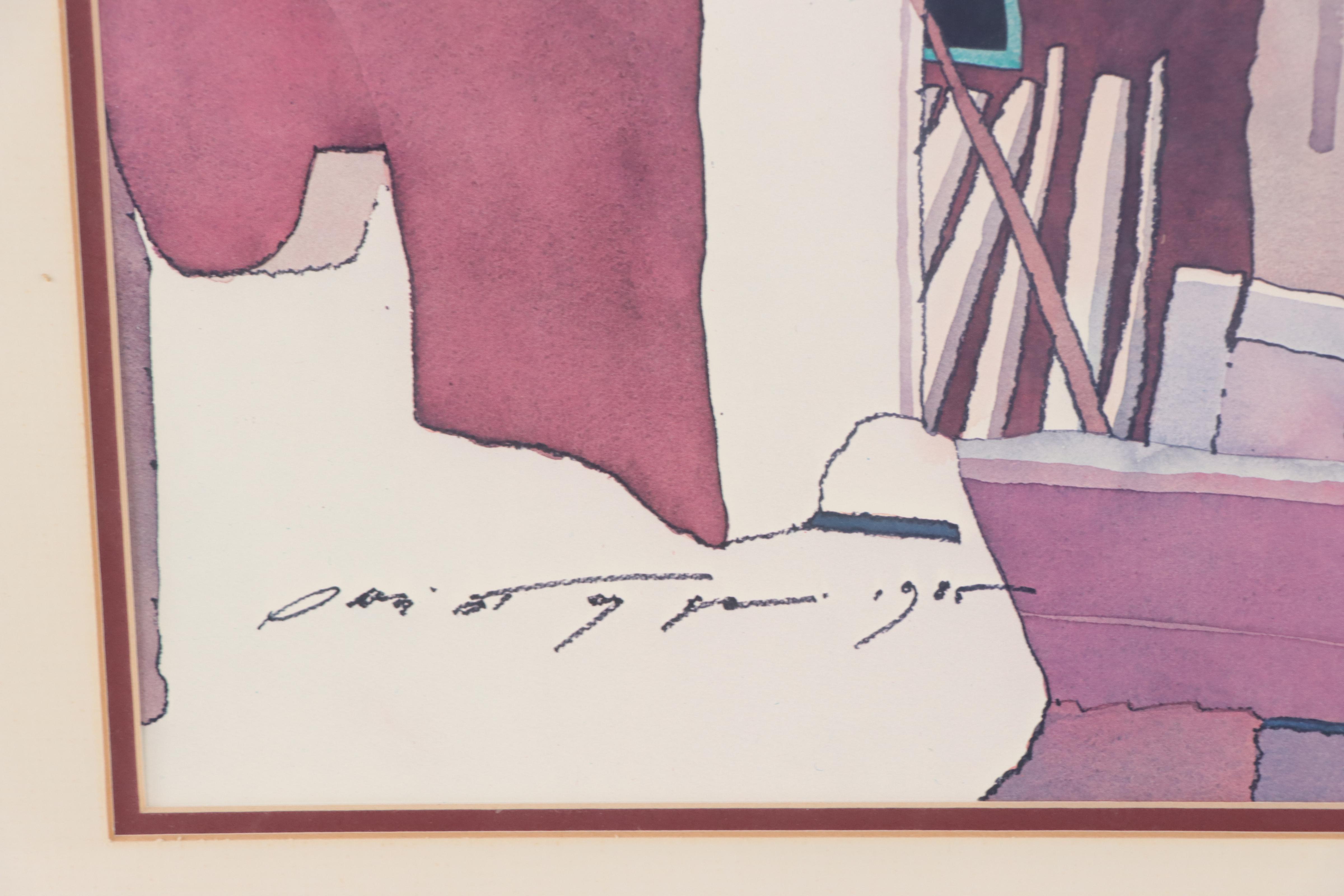 Offset Lithograph After Sari Staggs "Night Village," Late 20th Century