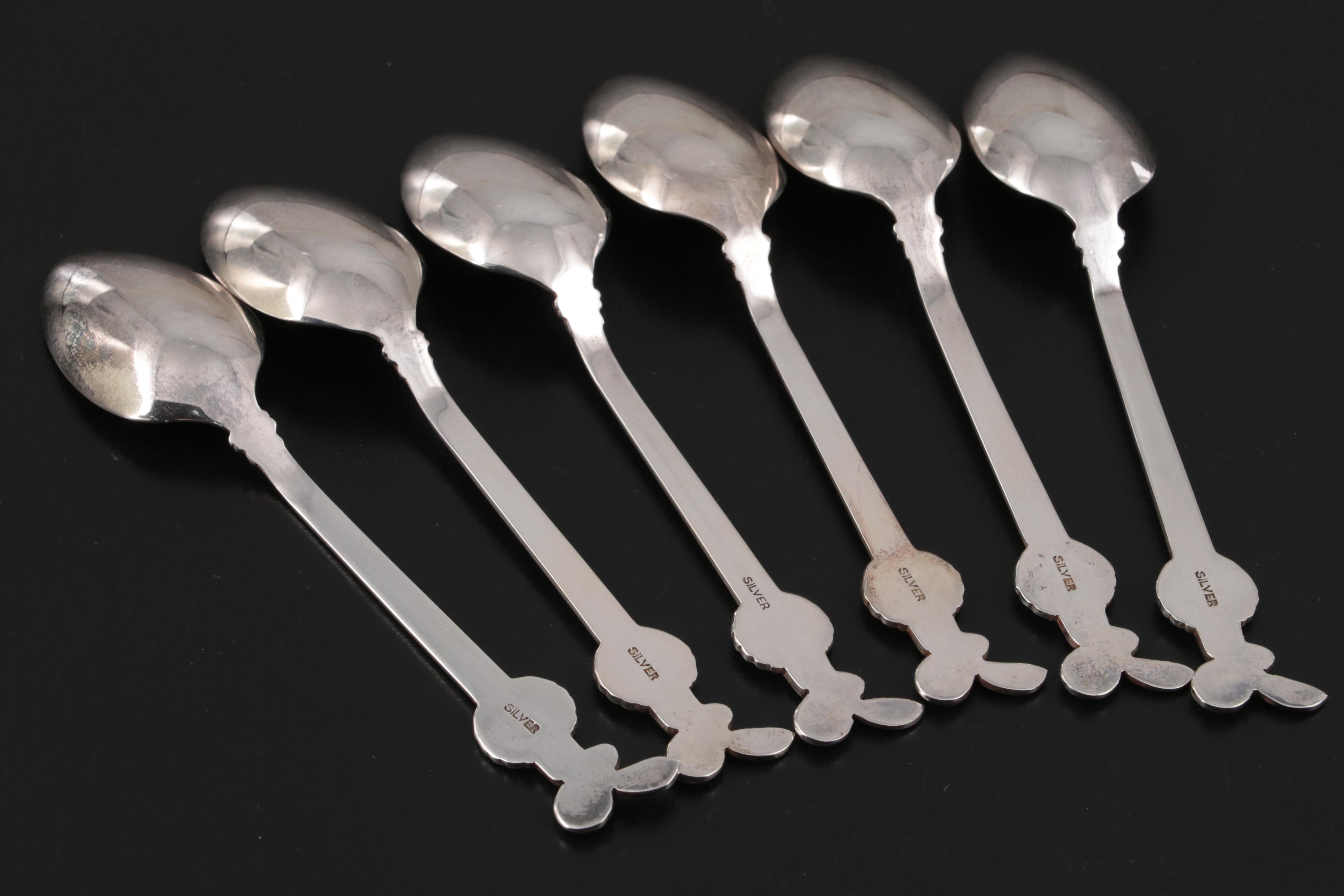 Daimaru Sterling Silver Golf Themed Demitasse Spoons in Case