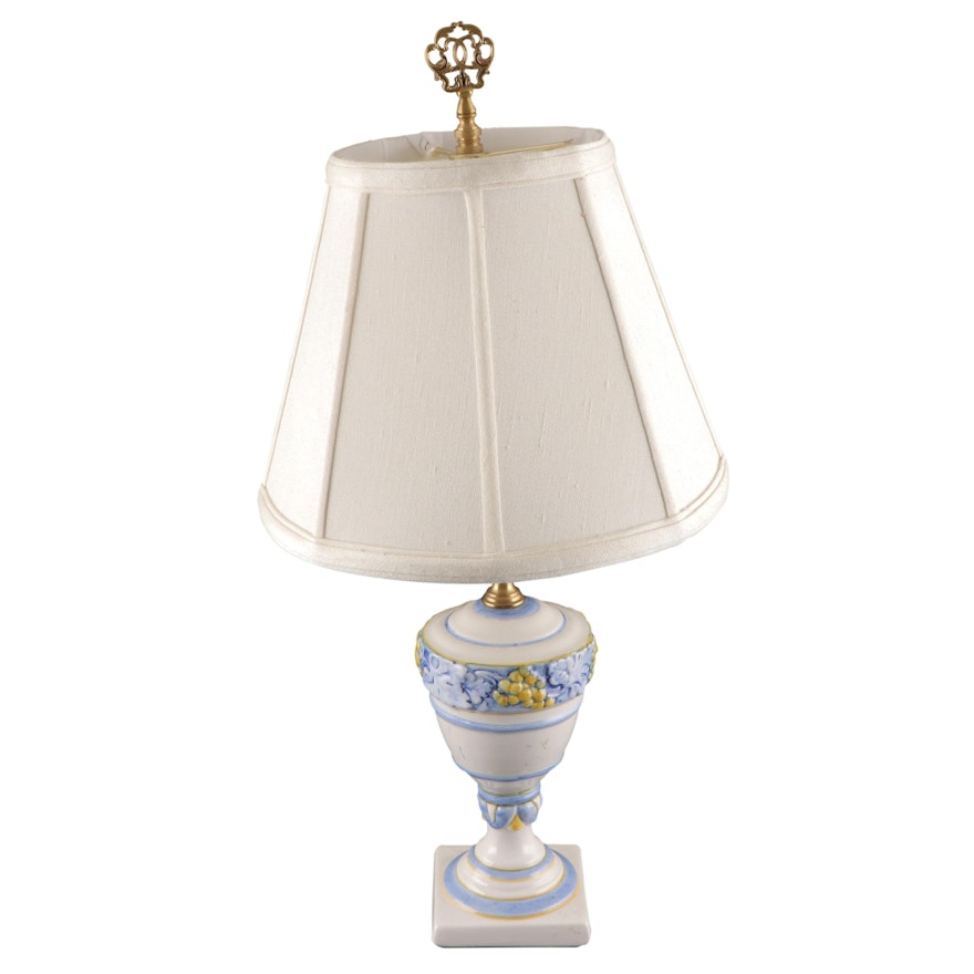 Italian Faience Ceramic Table Lamp, Late 20th Century