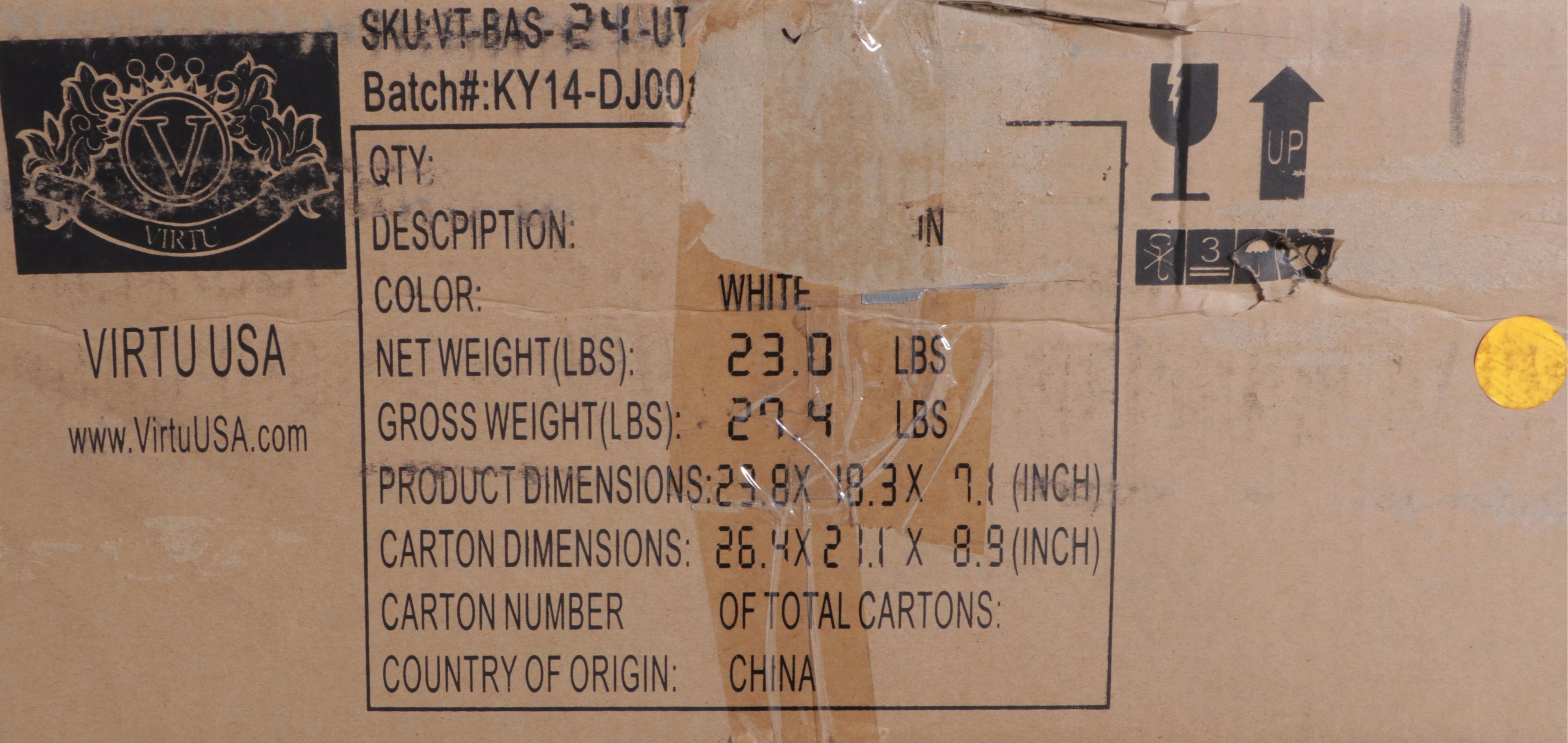 Virtu USA "Dior" Bath Vanity Cabinet Plus Sink and Wall Mirror in Zebra Grey