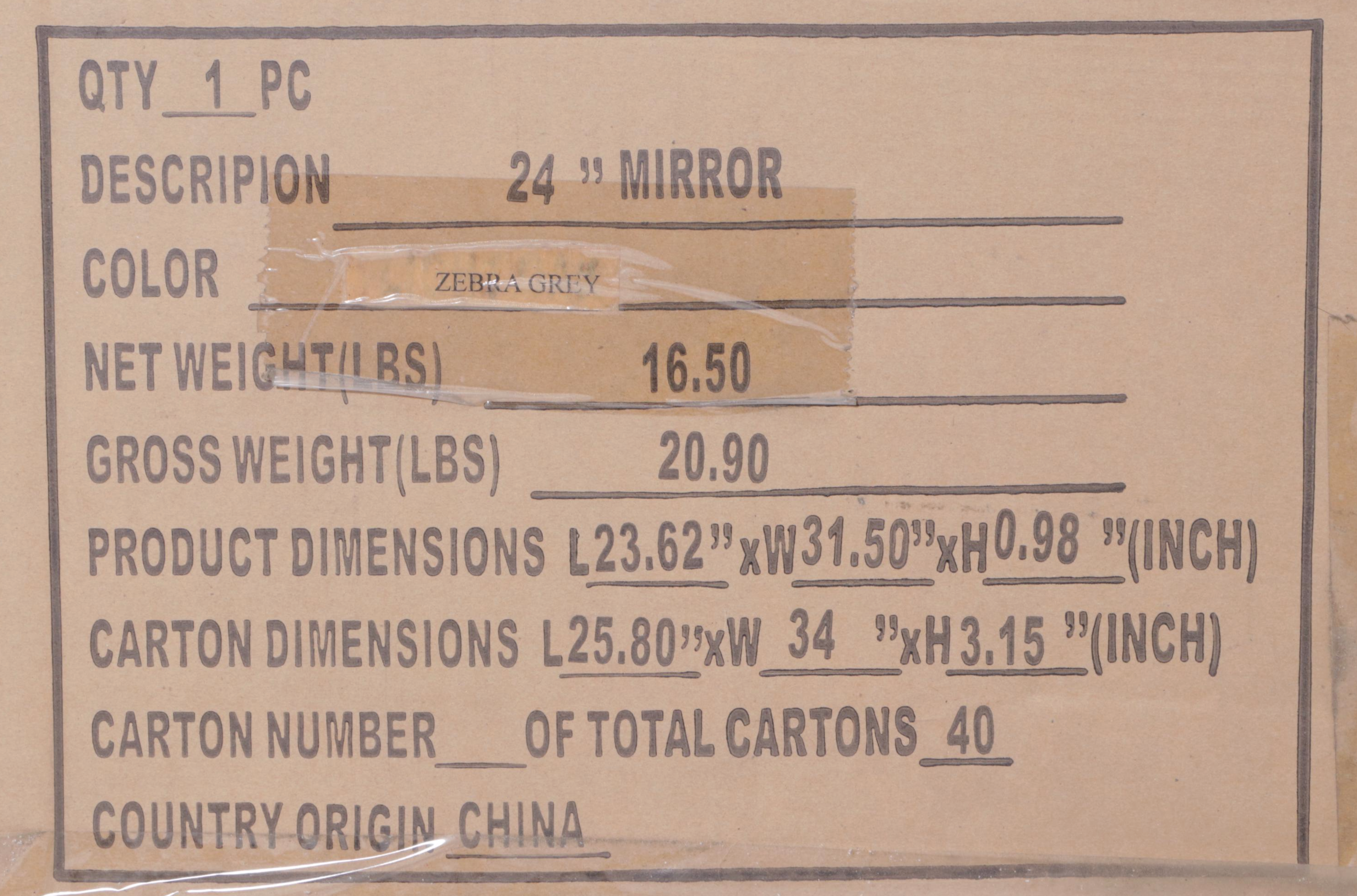 Virtu USA "Dior" Bath Vanity Cabinet Plus Sink and Wall Mirror in Zebra Grey