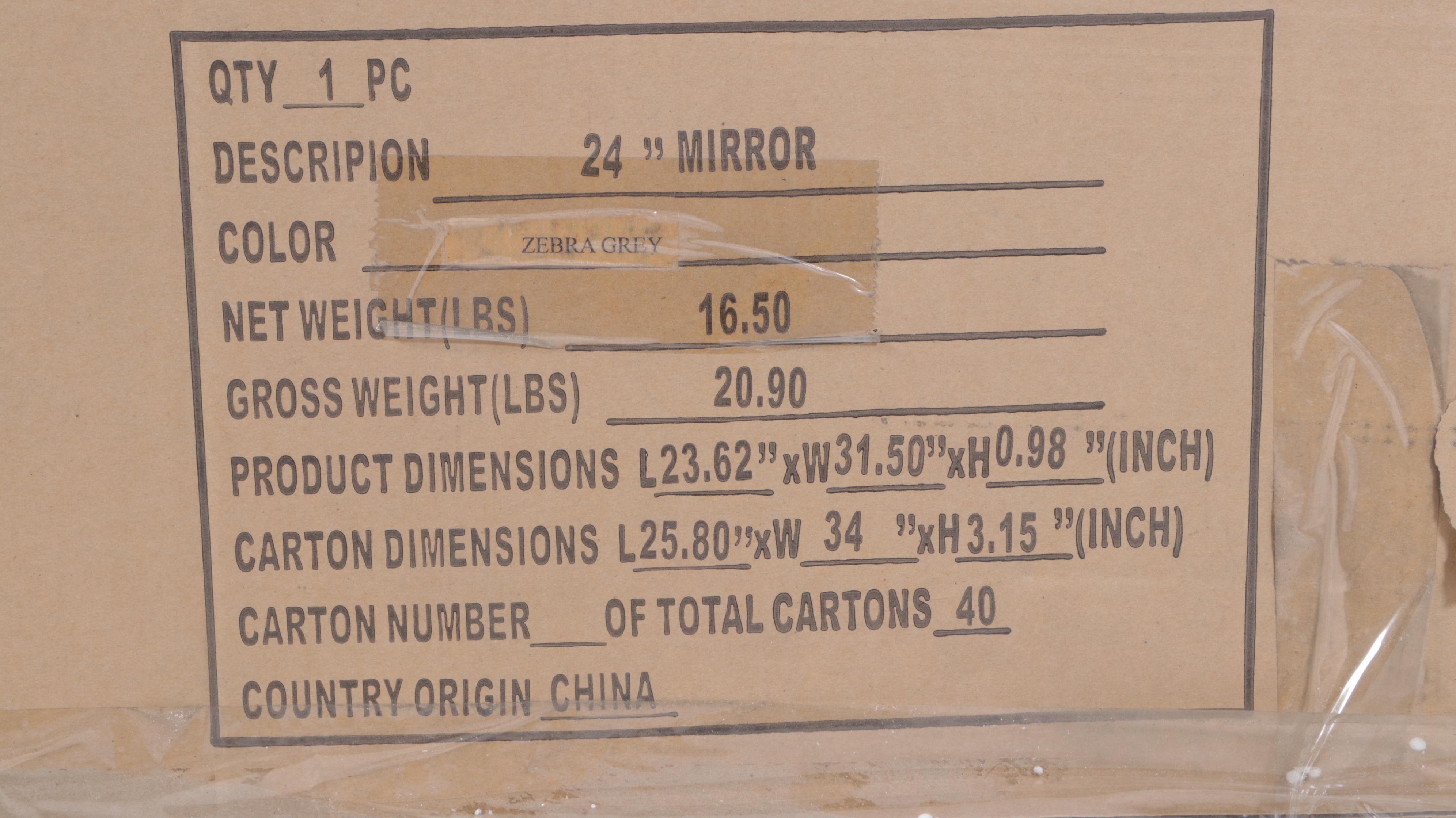 Virtu USA "Dior" Bath Vanity Cabinet Plus Sink and Wall Mirror in Zebra Grey