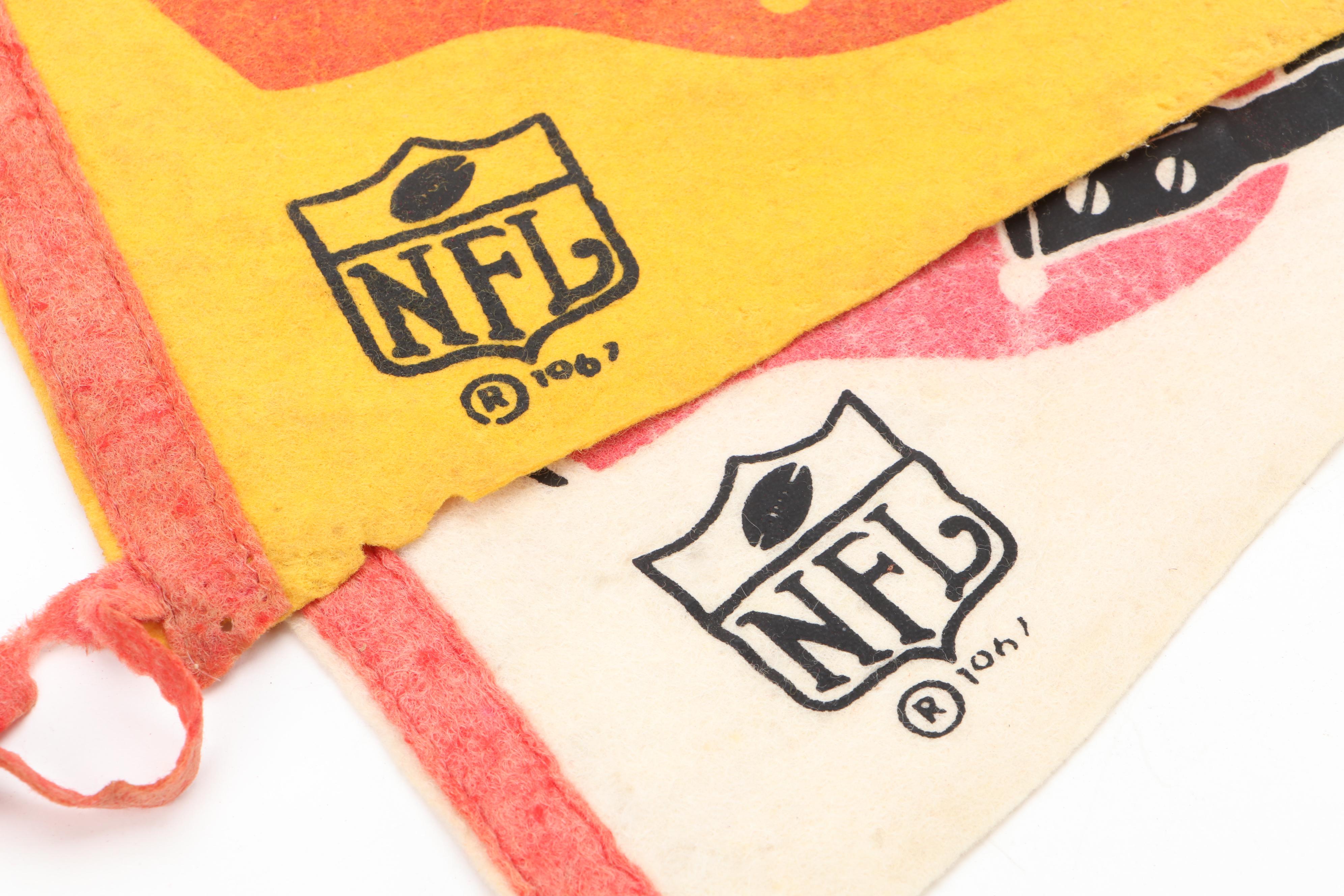 Bills, Dolphins, Colts, Oilers, Chiefs, Falcons Football Pennants, Late 20th C.