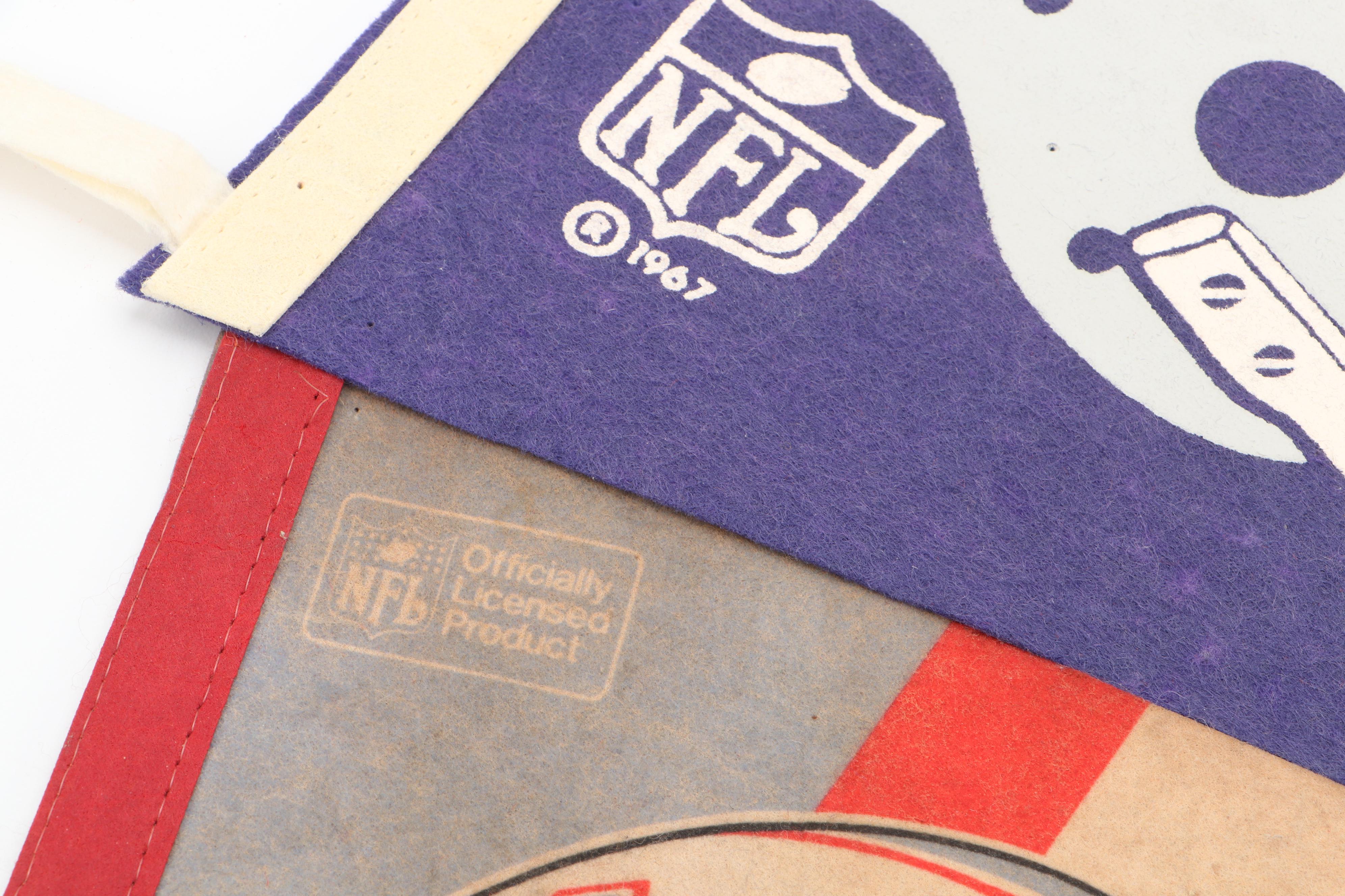 Bills, Dolphins, Colts, Oilers, Chiefs, Falcons Football Pennants, Late 20th C.