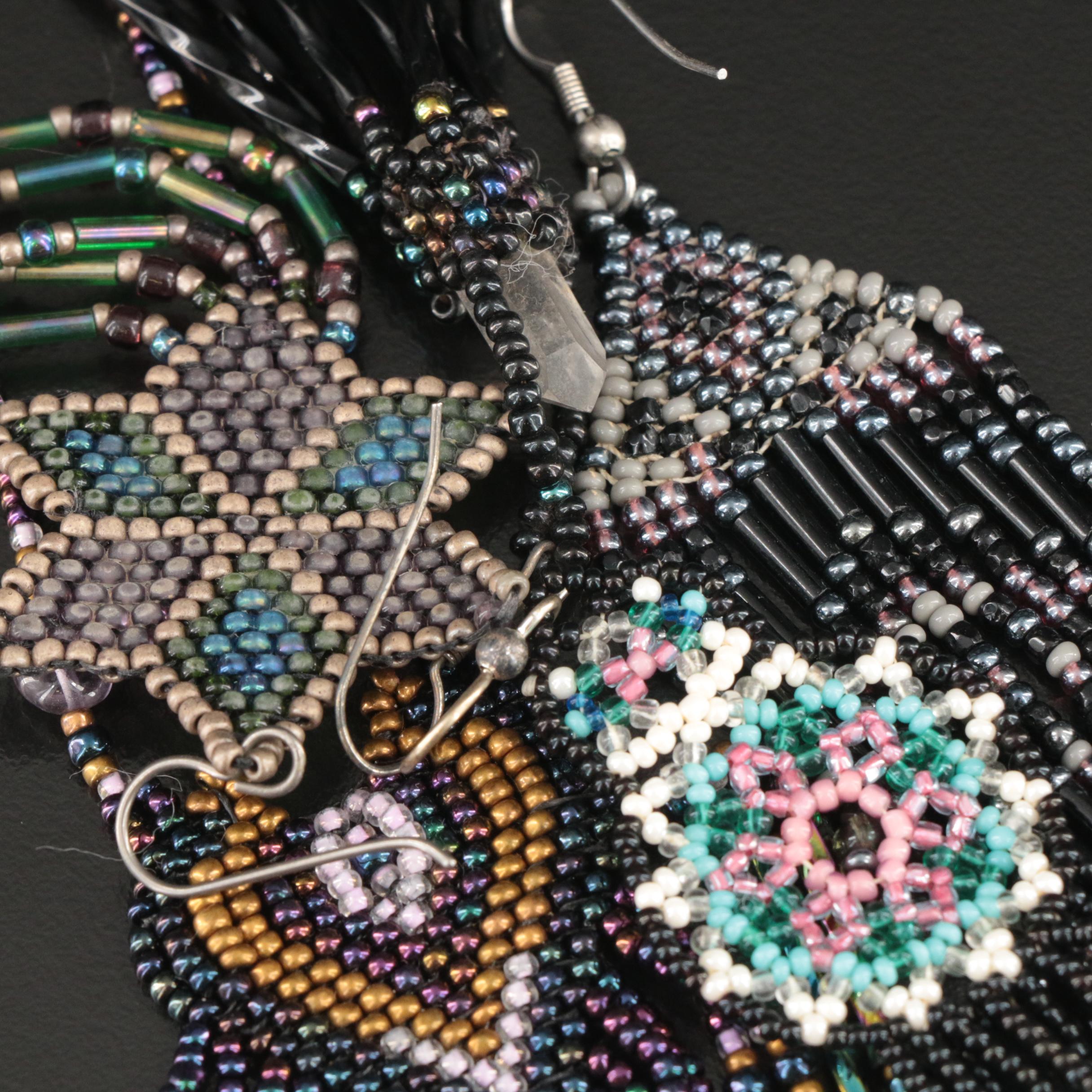 Collection of Beaded Earrings and Necklace with Amethyst, Glass and Quartz