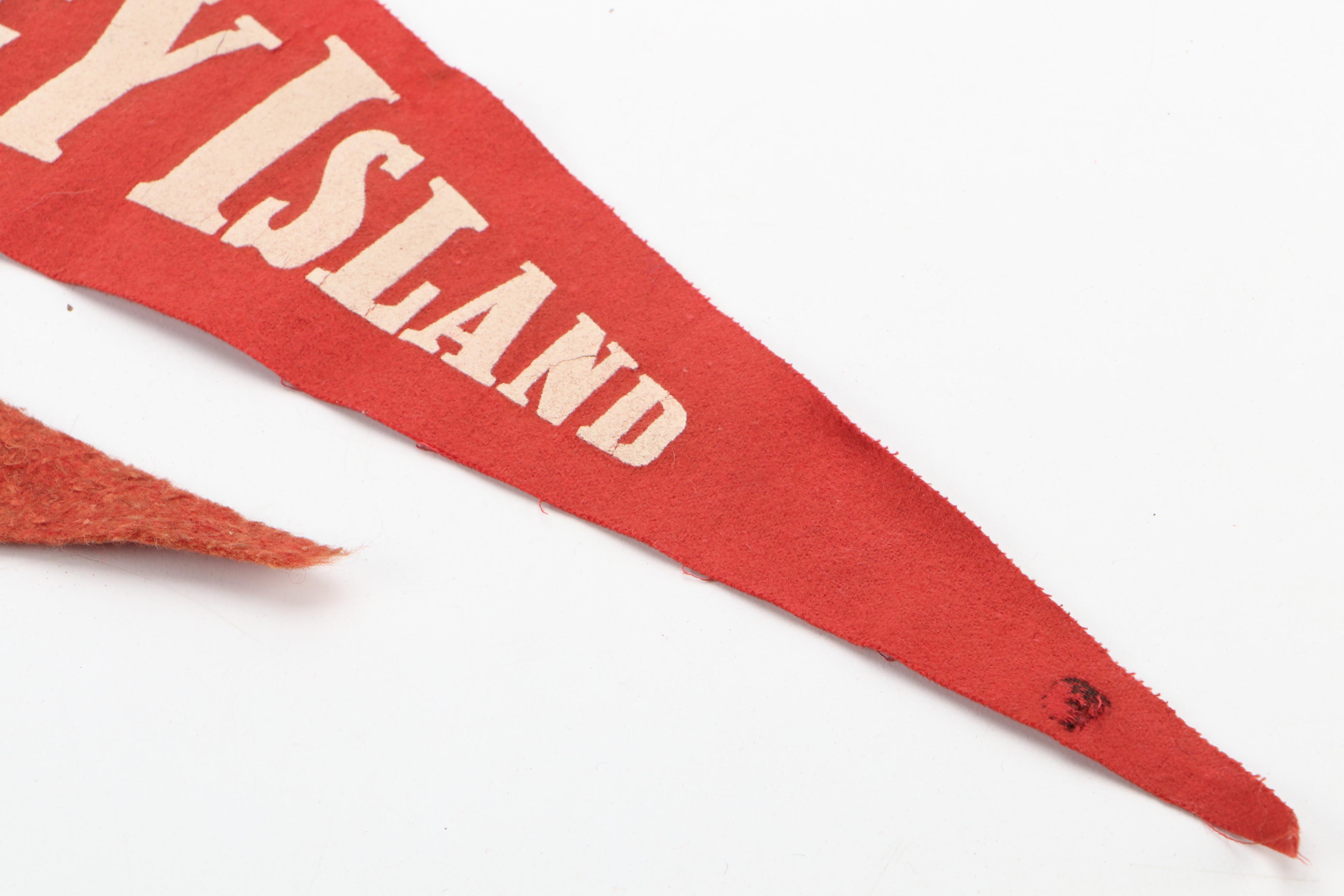 Coney Island and Sun Valley Ski Resort Souvenir Pennants, Mid to Late 20th C.