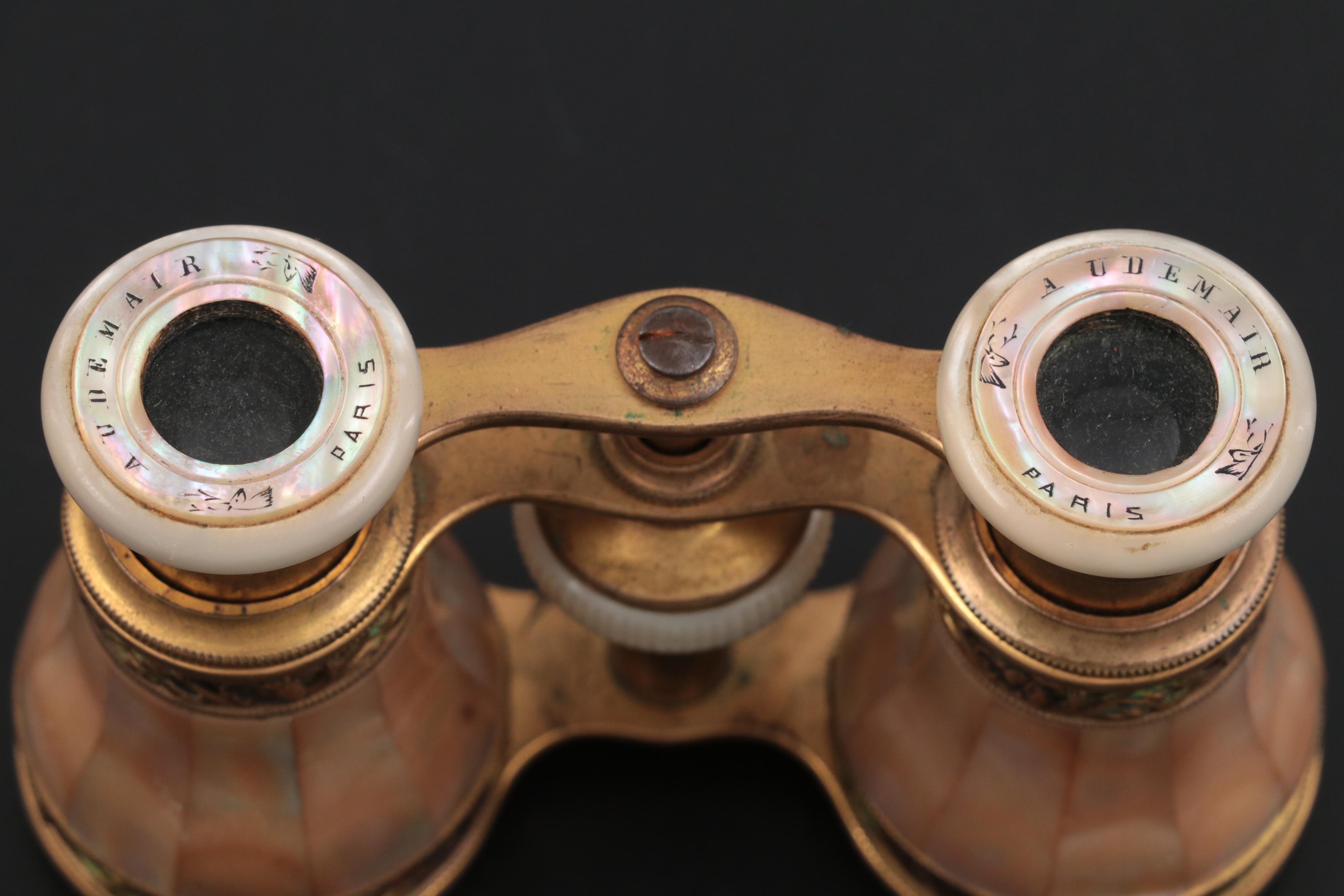 Audemair Mother of Pearl, Brass and Enamel Opera Glasses