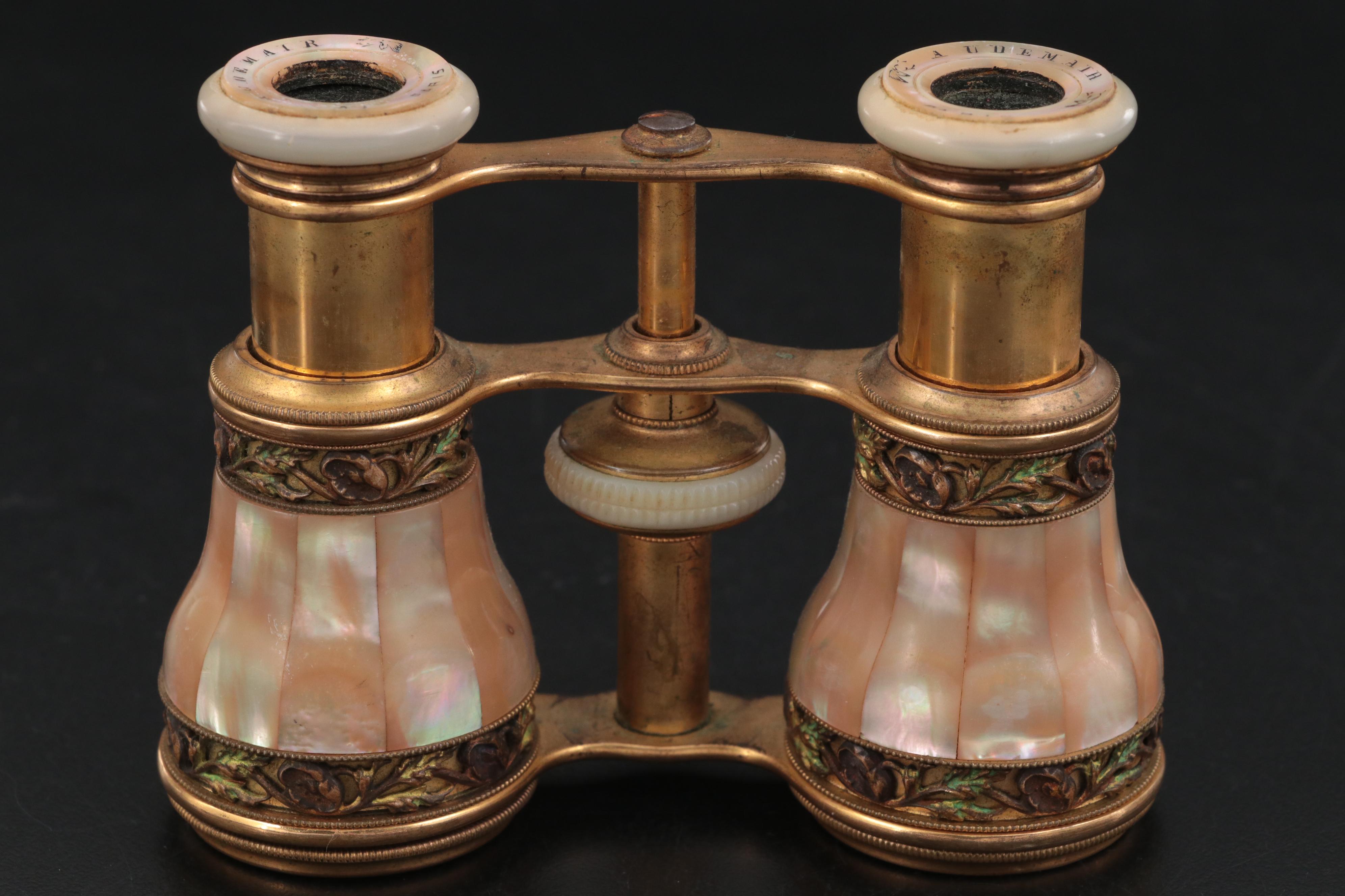 Audemair Mother of Pearl, Brass and Enamel Opera Glasses